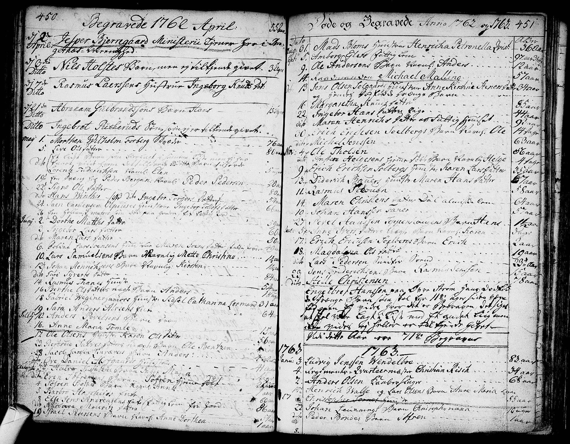Bragernes kirkebøker, SAKO/A-6/F/Fa/L0005: Parish register (official) no. I 5, 1759-1781, p. 450-451