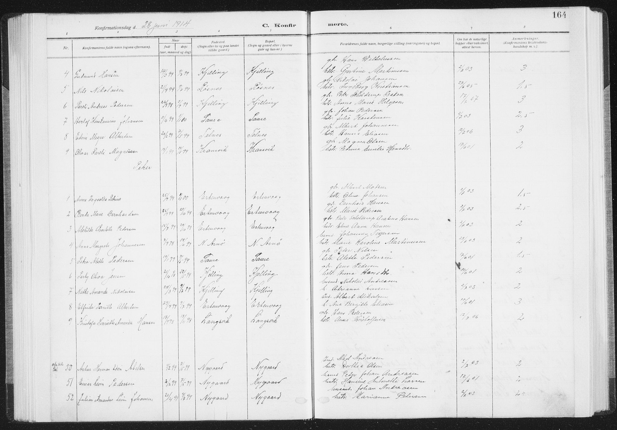 Ministerialprotokoller, klokkerbøker og fødselsregistre - Nordland, AV/SAT-A-1459/805/L0104: Parish register (official) no. 805A09, 1909-1926, p. 164