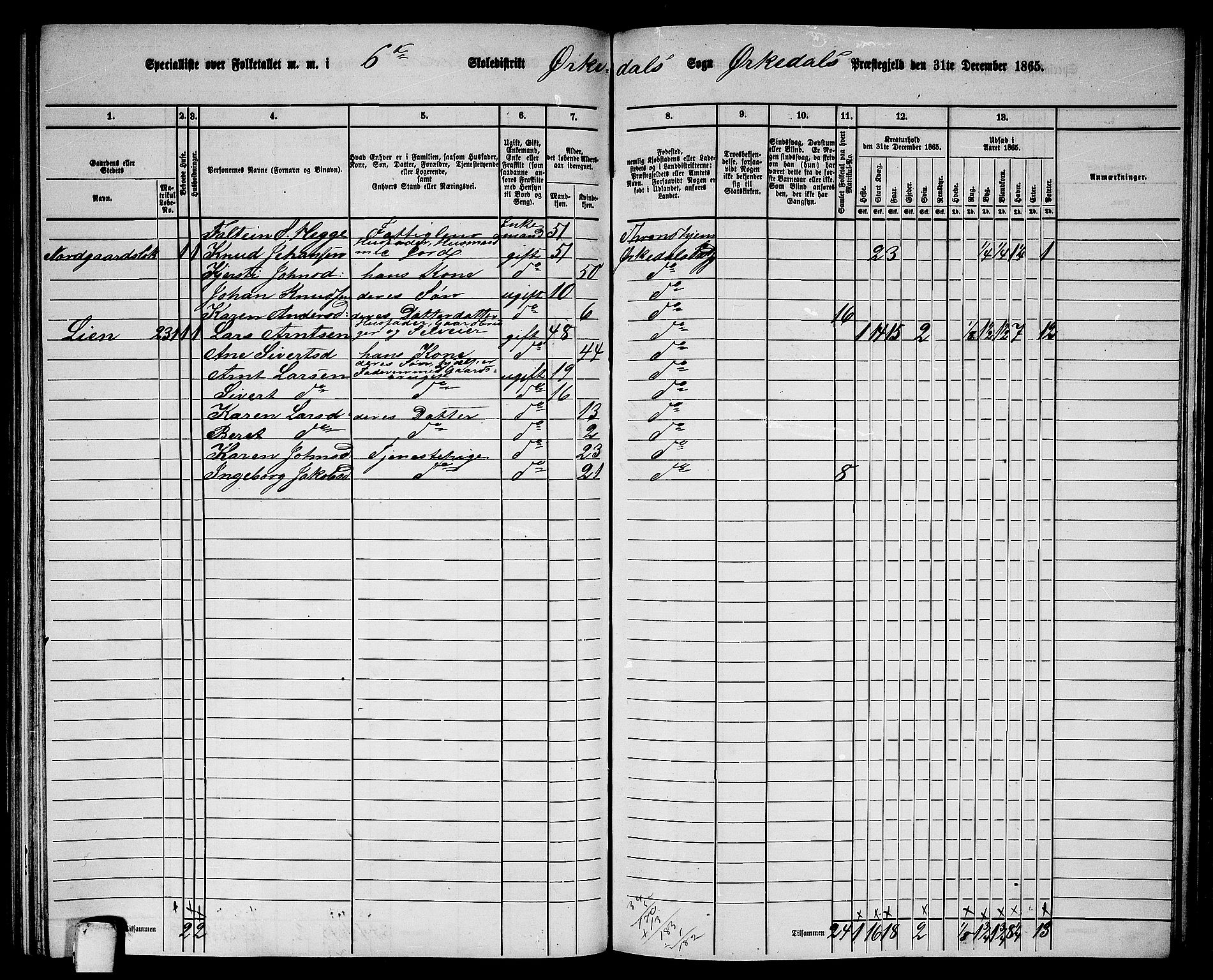 RA, 1865 census for Orkdal, 1865, p. 194