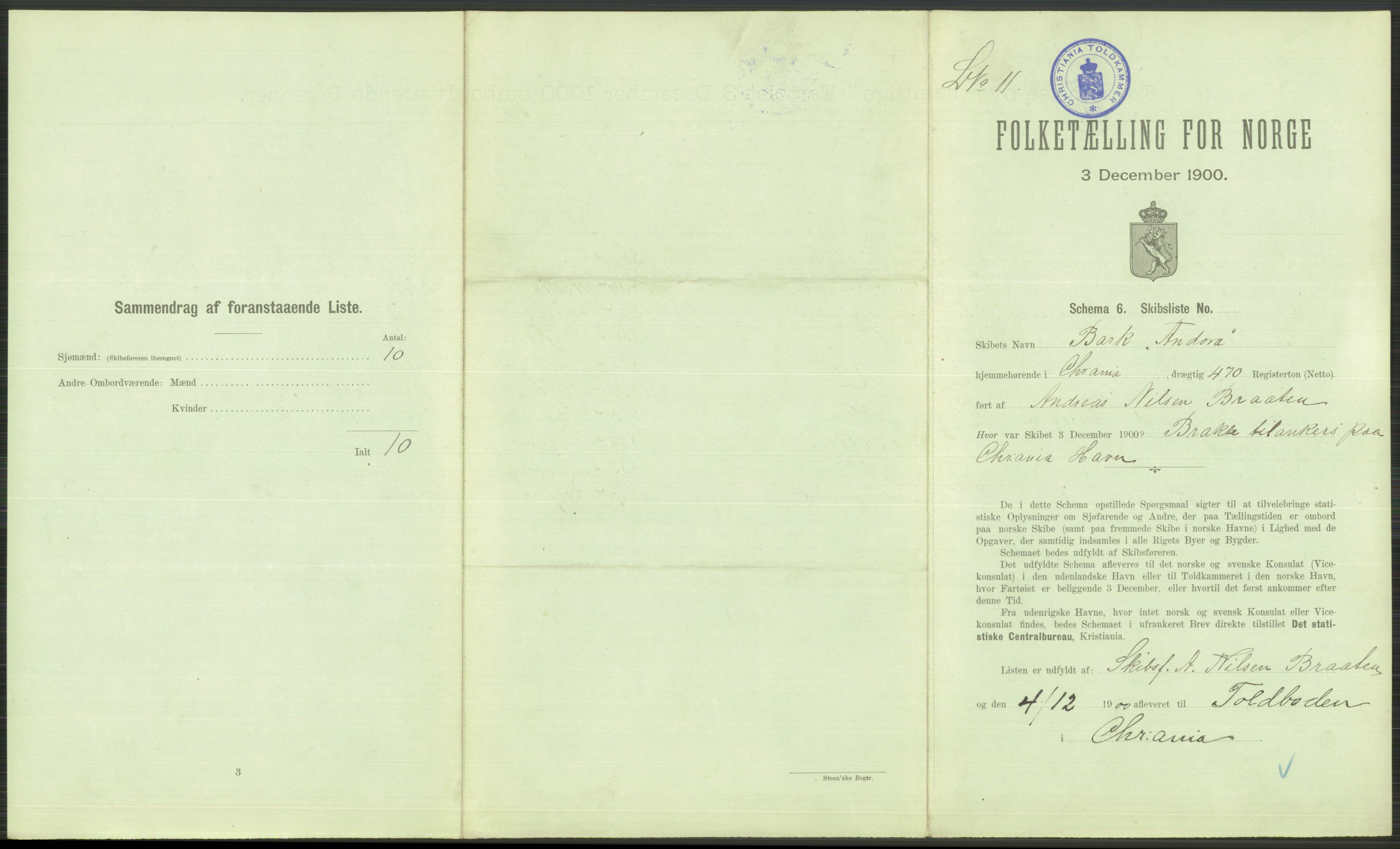 RA, 1900 Census - ship lists from ships in Norwegian harbours, harbours abroad and at sea, 1900, p. 177