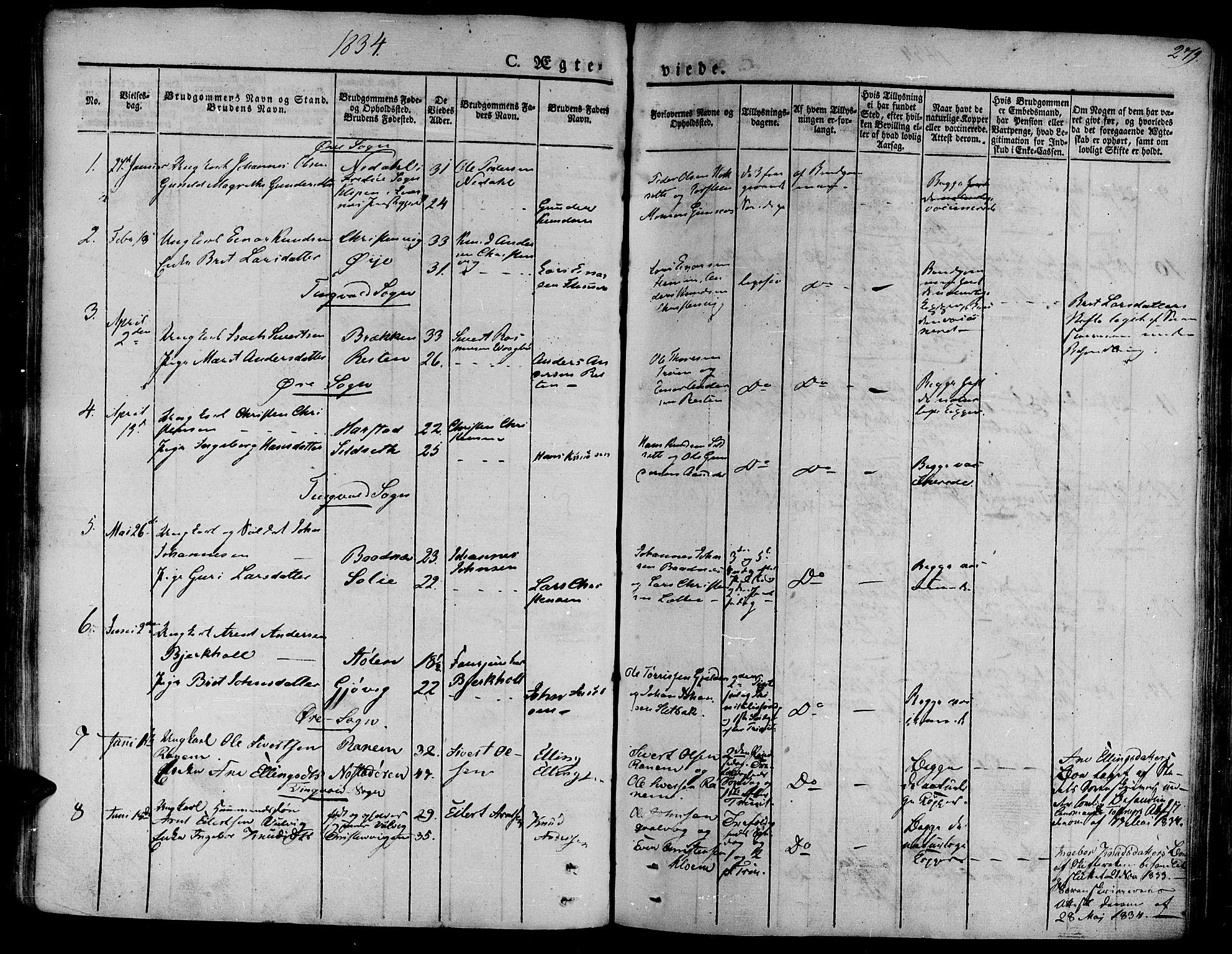 Ministerialprotokoller, klokkerbøker og fødselsregistre - Møre og Romsdal, AV/SAT-A-1454/586/L0983: Parish register (official) no. 586A09, 1829-1843, p. 279