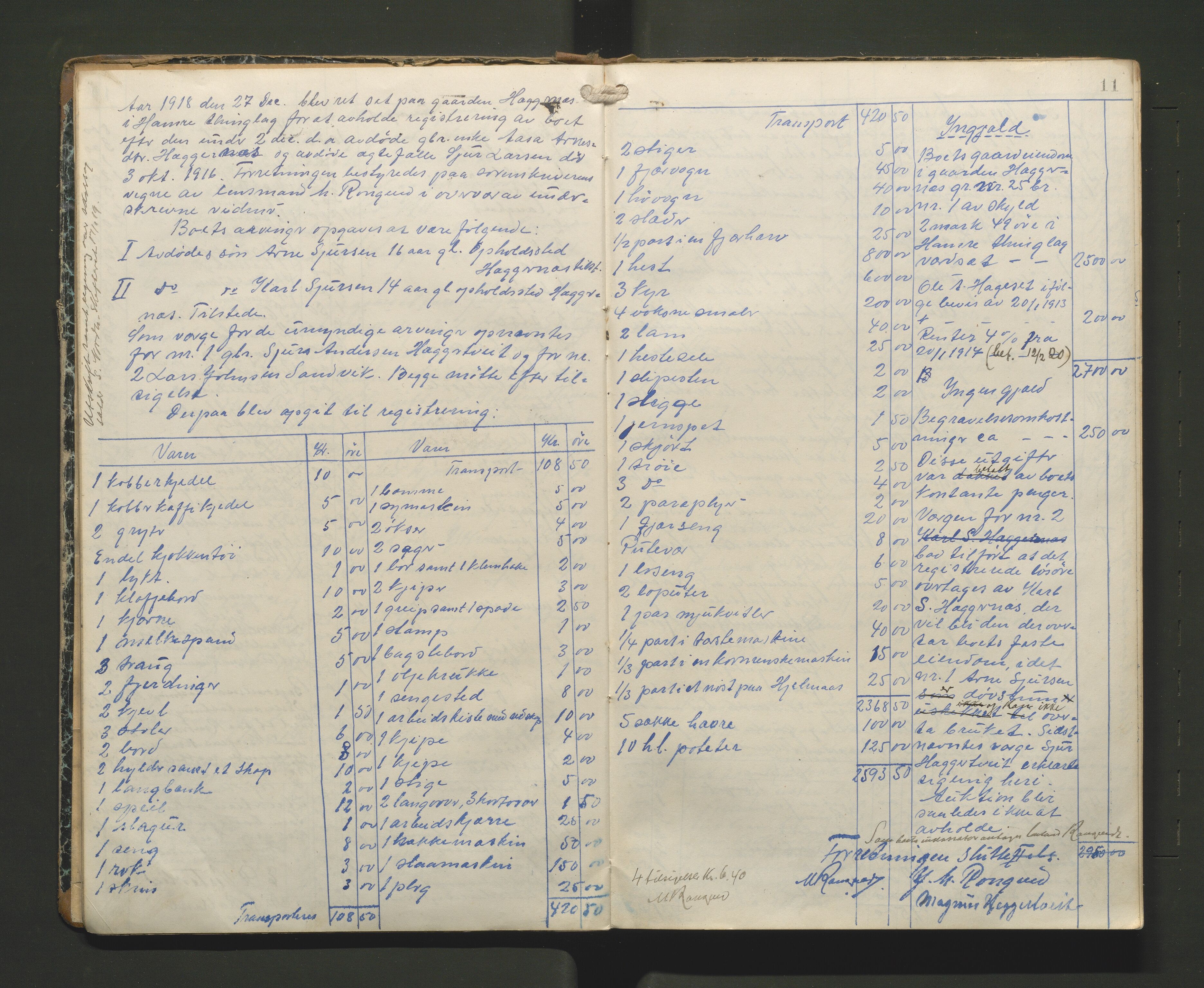 Lensmannen i Hamre, SAB/A-32601/0006/L0004: Registreringsprotokoll, 1917-1928, p. 10b-11a