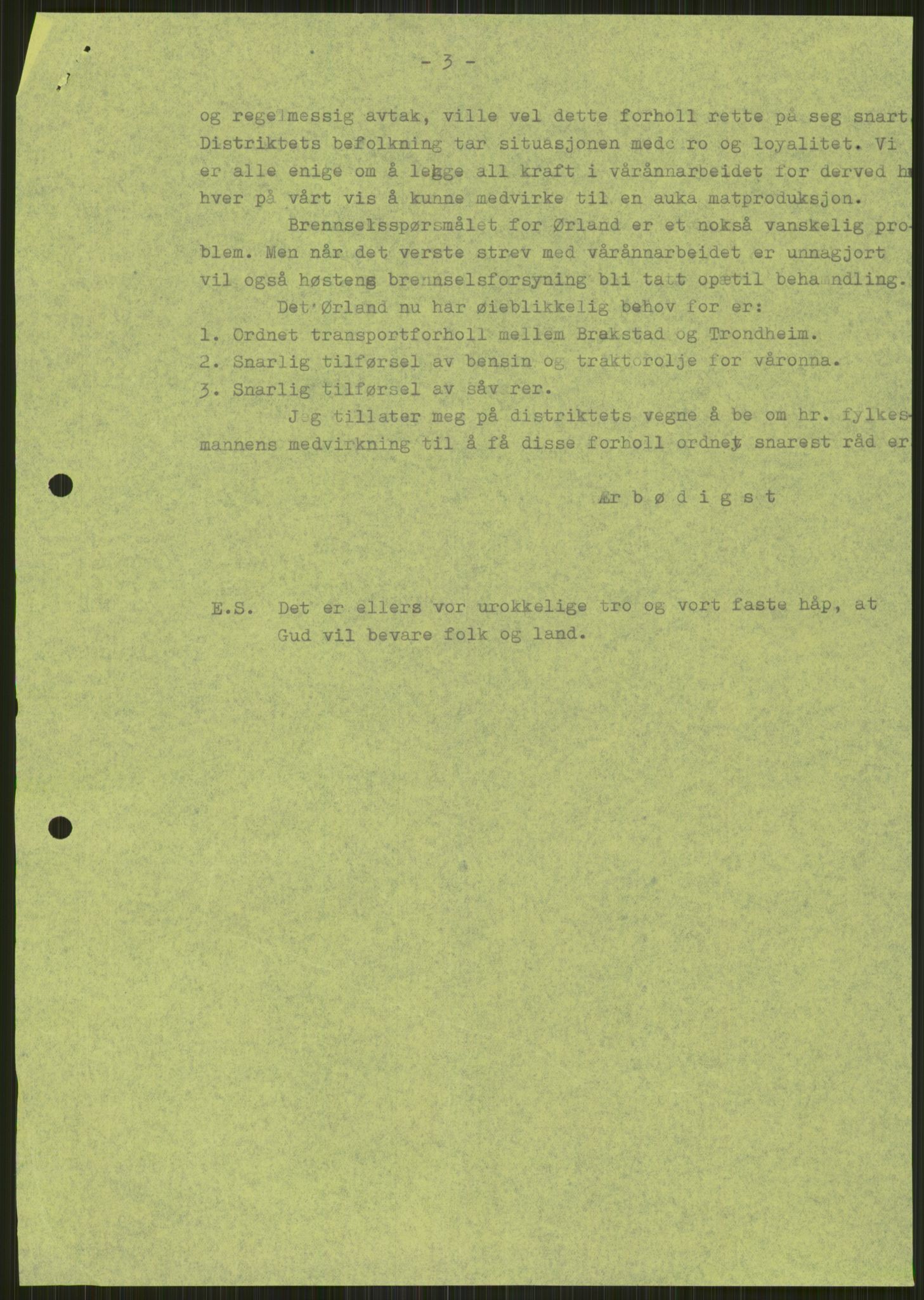 Forsvaret, Forsvarets krigshistoriske avdeling, AV/RA-RAFA-2017/Y/Ya/L0016: II-C-11-31 - Fylkesmenn.  Rapporter om krigsbegivenhetene 1940., 1940, p. 41