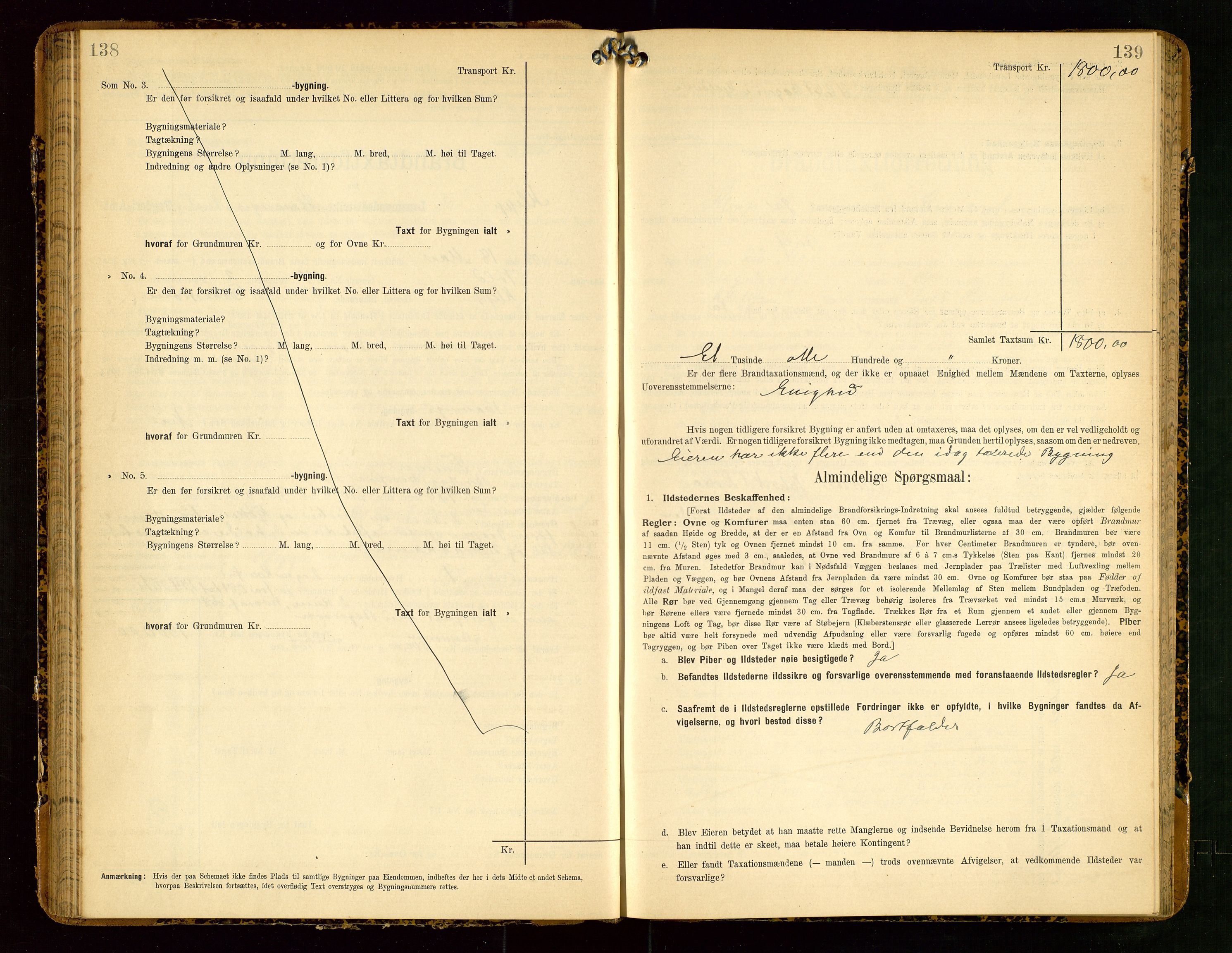 Klepp lensmannskontor, AV/SAST-A-100163/Goc/L0004: "Brandtaxationsprotokol" m/register, 1906-1908, p. 138-139