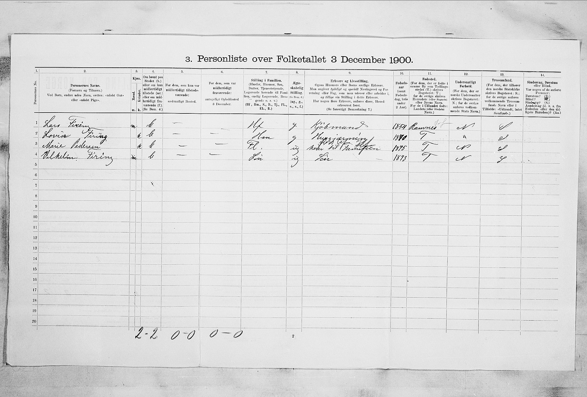 RA, 1900 census for Horten, 1900, p. 1113