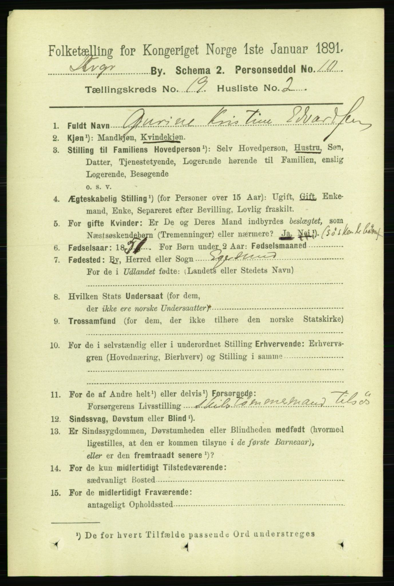 RA, 1891 census for 1103 Stavanger, 1891, p. 22465