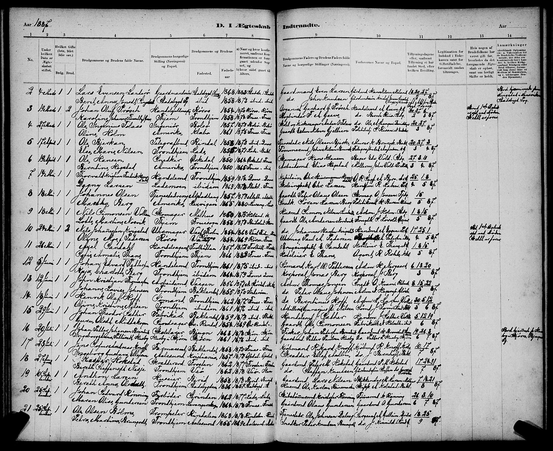 Ministerialprotokoller, klokkerbøker og fødselsregistre - Sør-Trøndelag, SAT/A-1456/602/L0143: Parish register (copy) no. 602C11, 1878-1902