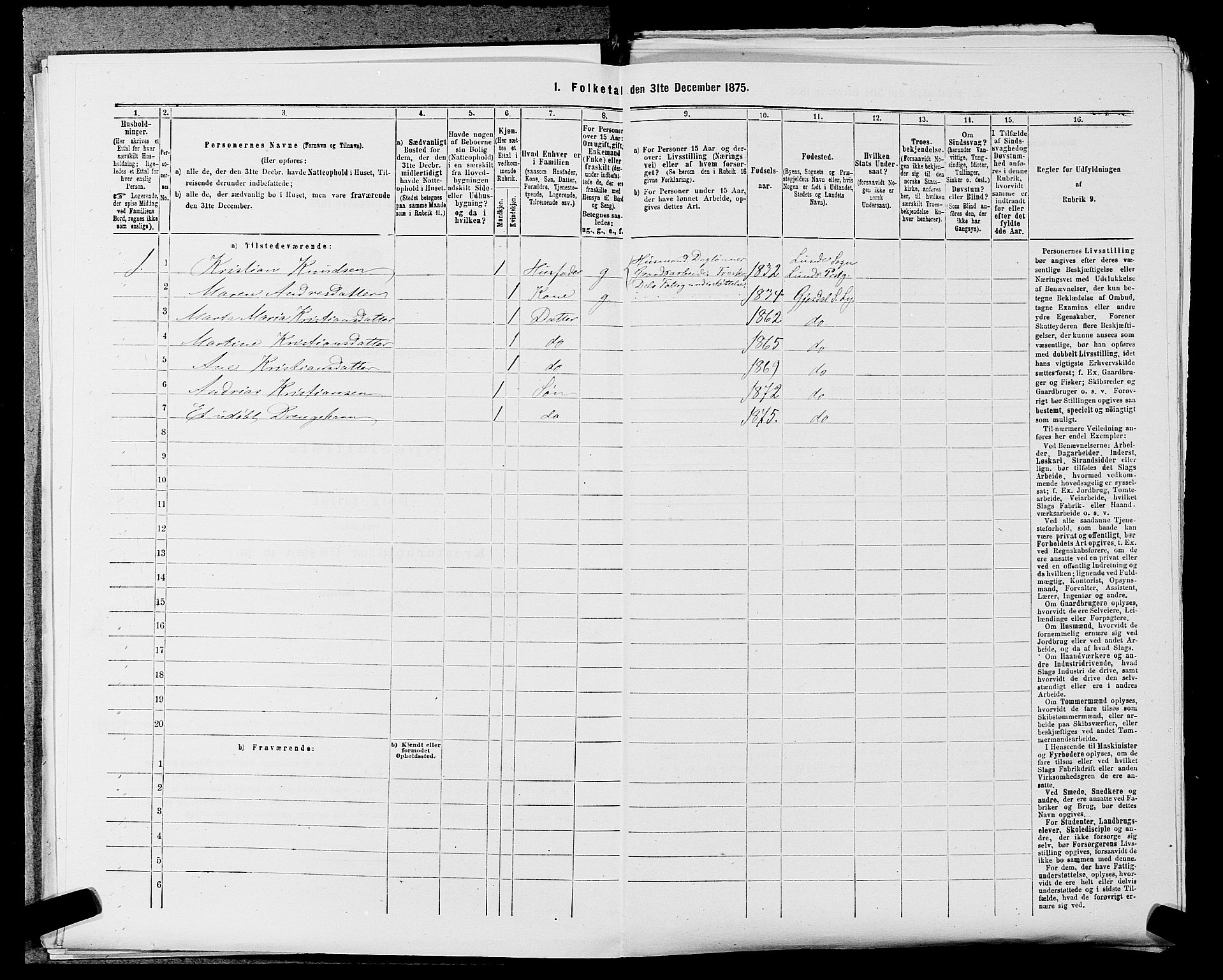 SAST, 1875 census for 1121P Lye, 1875, p. 881