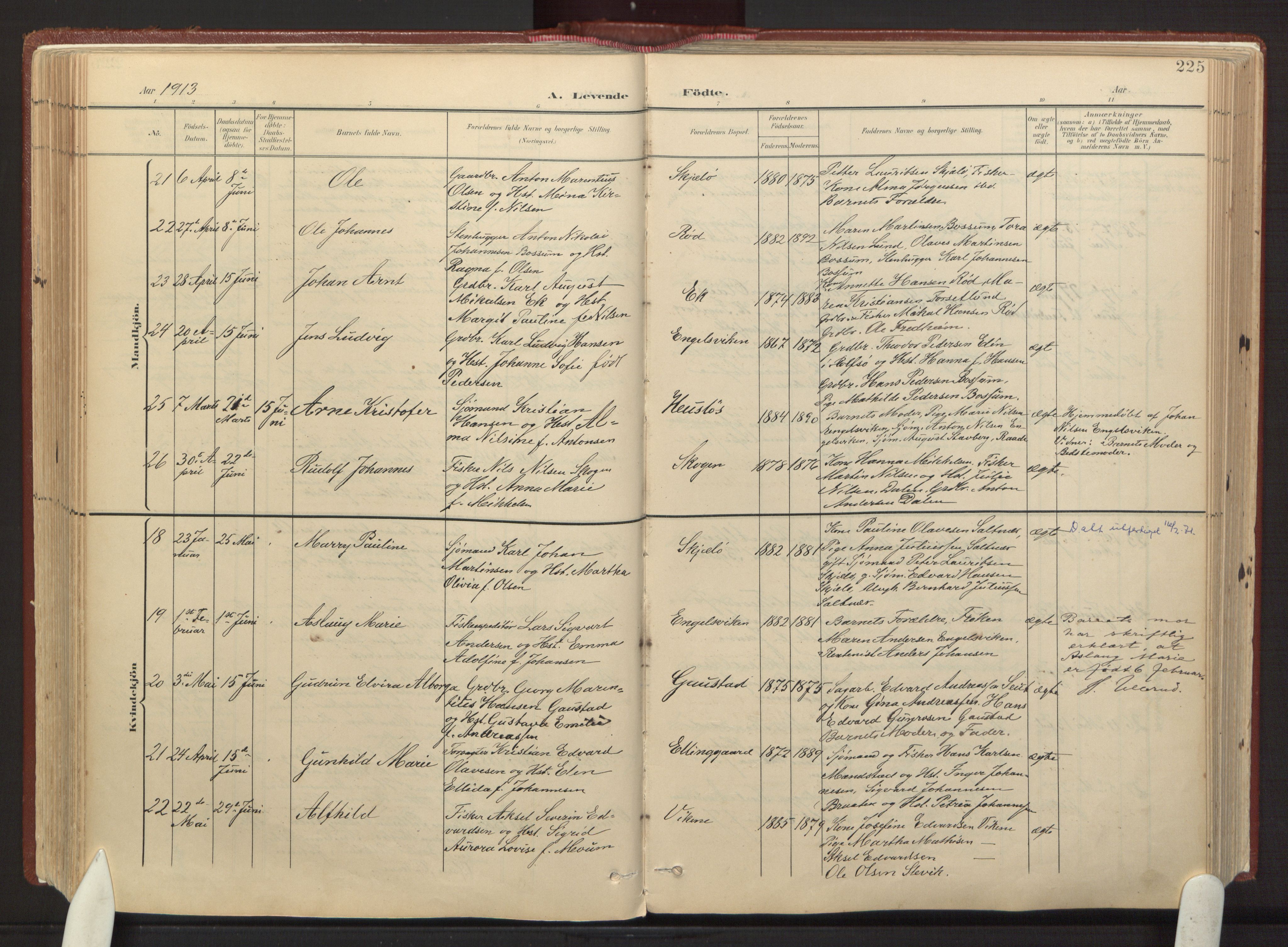Onsøy prestekontor Kirkebøker, AV/SAO-A-10914/F/Fa/L0008: Parish register (official) no. I 8, 1899-1923, p. 225