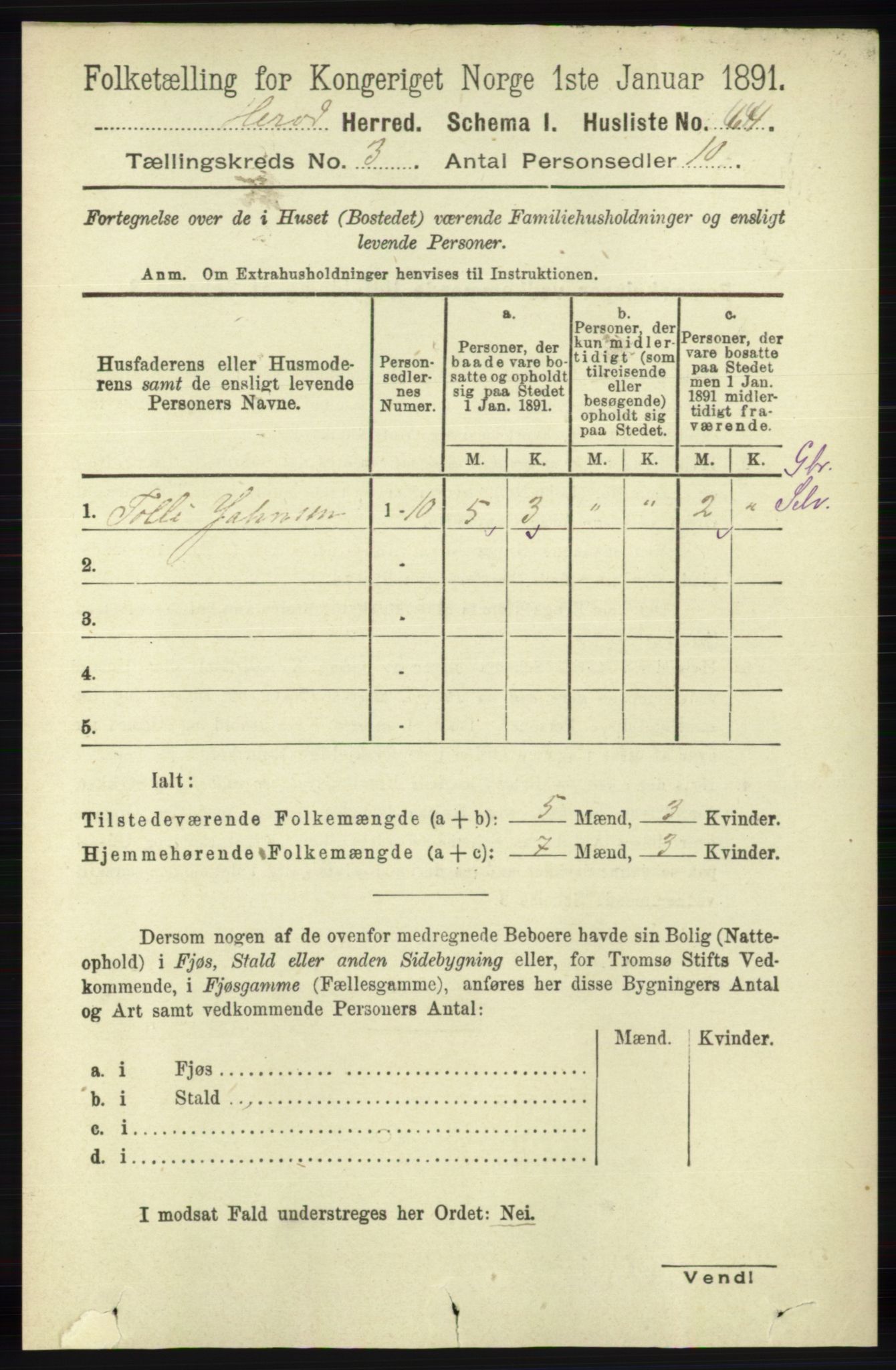 RA, 1891 census for 1039 Herad, 1891, p. 978