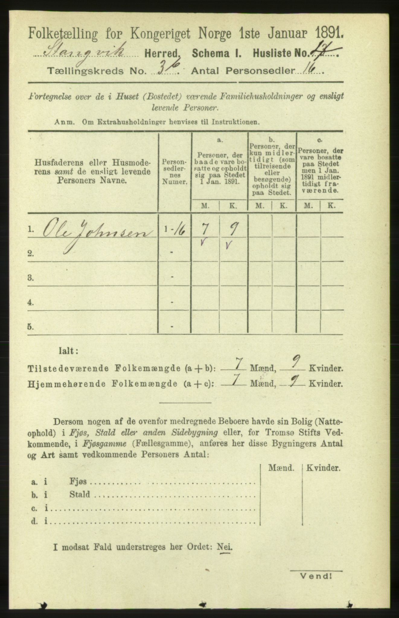 RA, 1891 census for 1564 Stangvik, 1891, p. 1440