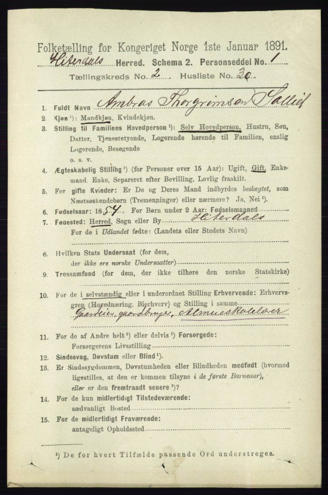 RA, 1891 census for 0823 Heddal, 1891, p. 729