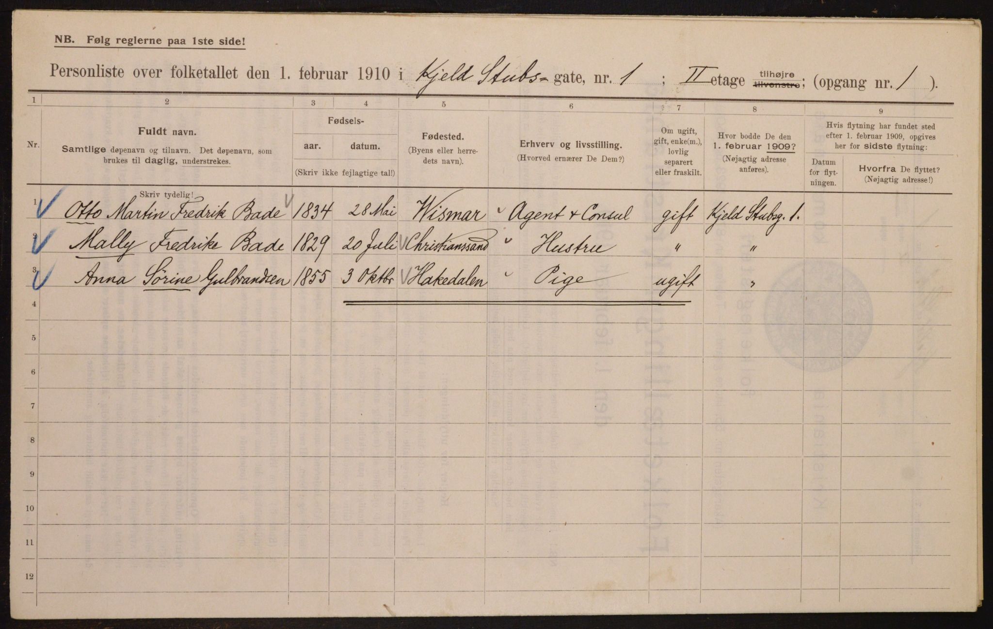 OBA, Municipal Census 1910 for Kristiania, 1910, p. 49814