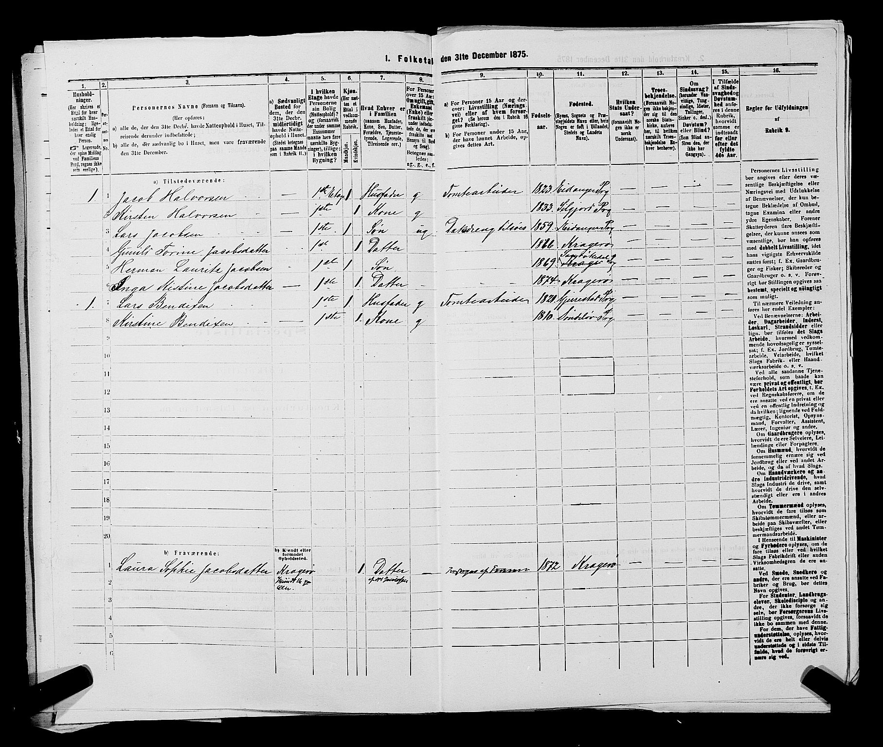 SAKO, 1875 census for 0801P Kragerø, 1875, p. 573