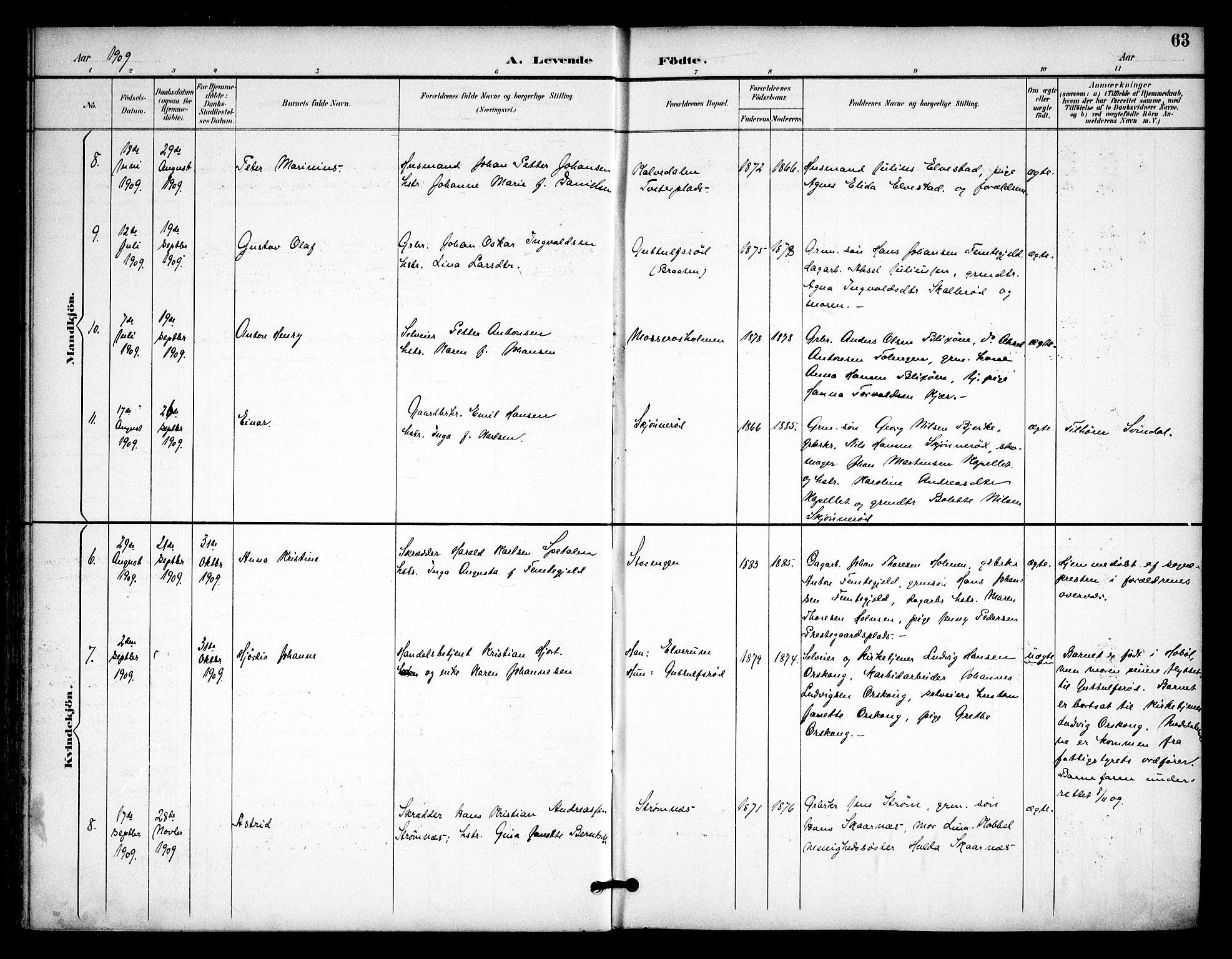 Våler prestekontor Kirkebøker, AV/SAO-A-11083/F/Fa/L0011: Parish register (official) no. I 11, 1893-1909, p. 63