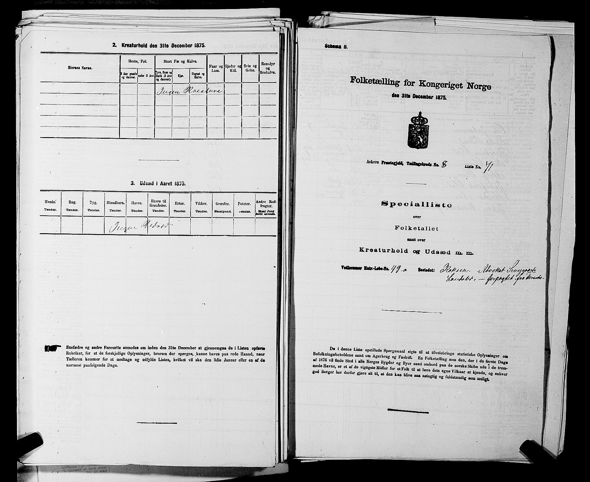 RA, 1875 census for 0220P Asker, 1875, p. 1649