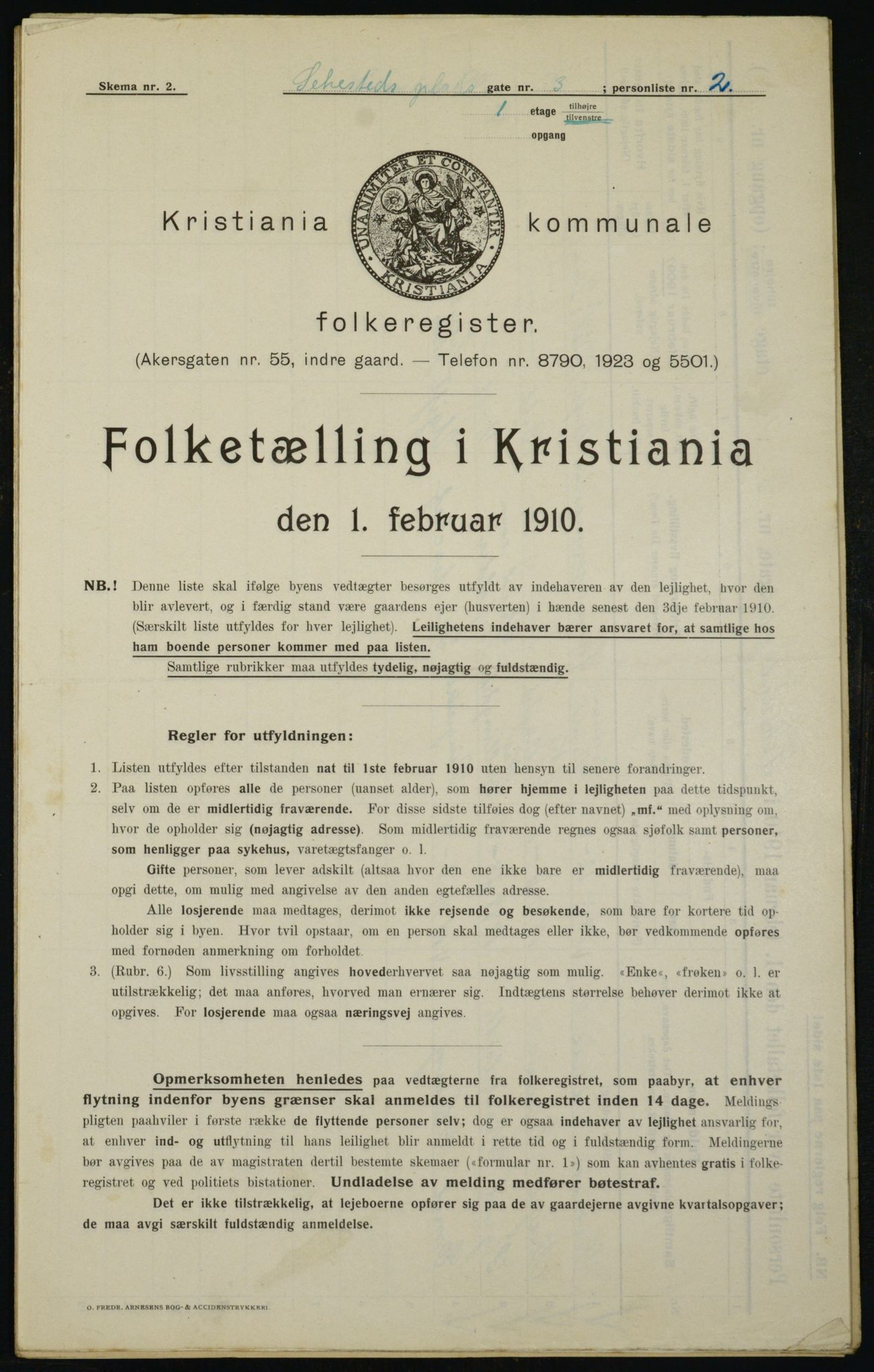 OBA, Municipal Census 1910 for Kristiania, 1910, p. 89555