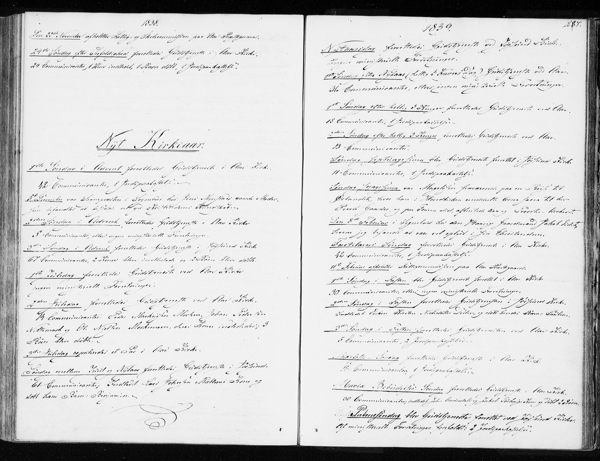 Ministerialprotokoller, klokkerbøker og fødselsregistre - Sør-Trøndelag, SAT/A-1456/655/L0676: Parish register (official) no. 655A05, 1830-1847, p. 287