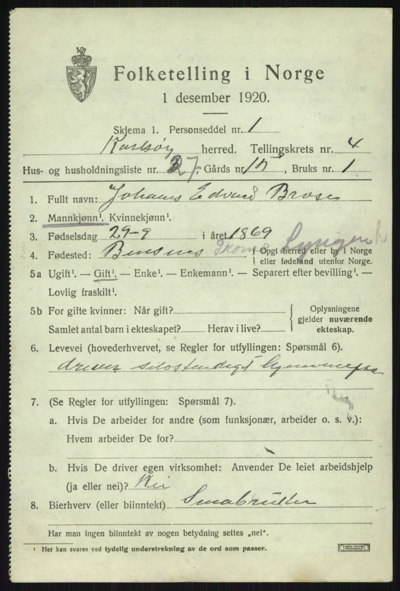 SATØ, 1920 census for Karlsøy, 1920, p. 2039