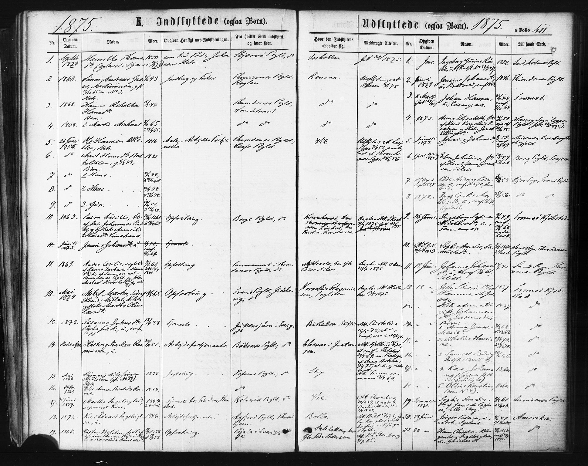 Ibestad sokneprestembete, SATØ/S-0077/H/Ha/Haa/L0010kirke: Parish register (official) no. 10, 1869-1879, p. 411