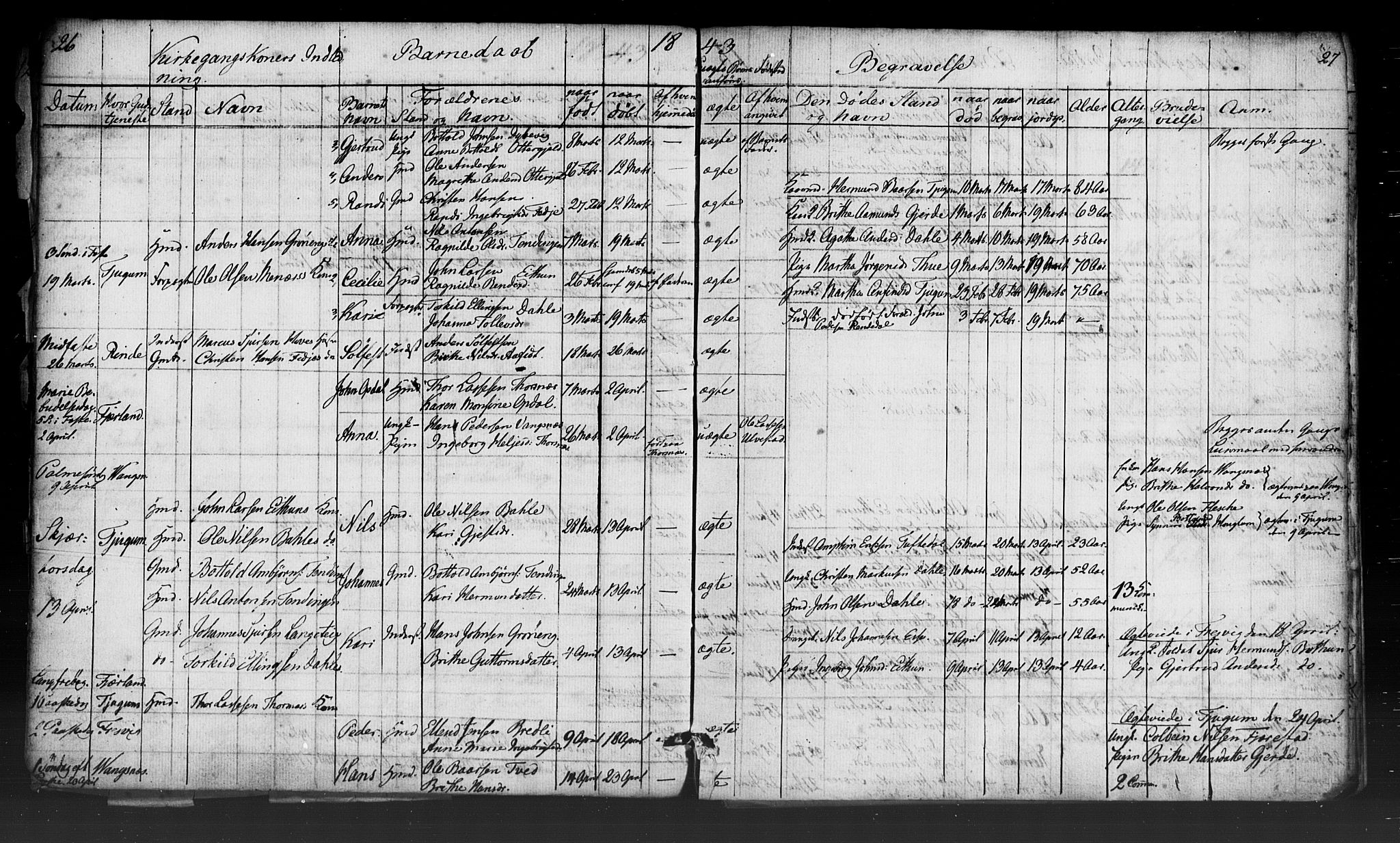 Leikanger sokneprestembete, AV/SAB-A-81001: Curate's parish register no. A 2, 1840-1847, p. 26-27