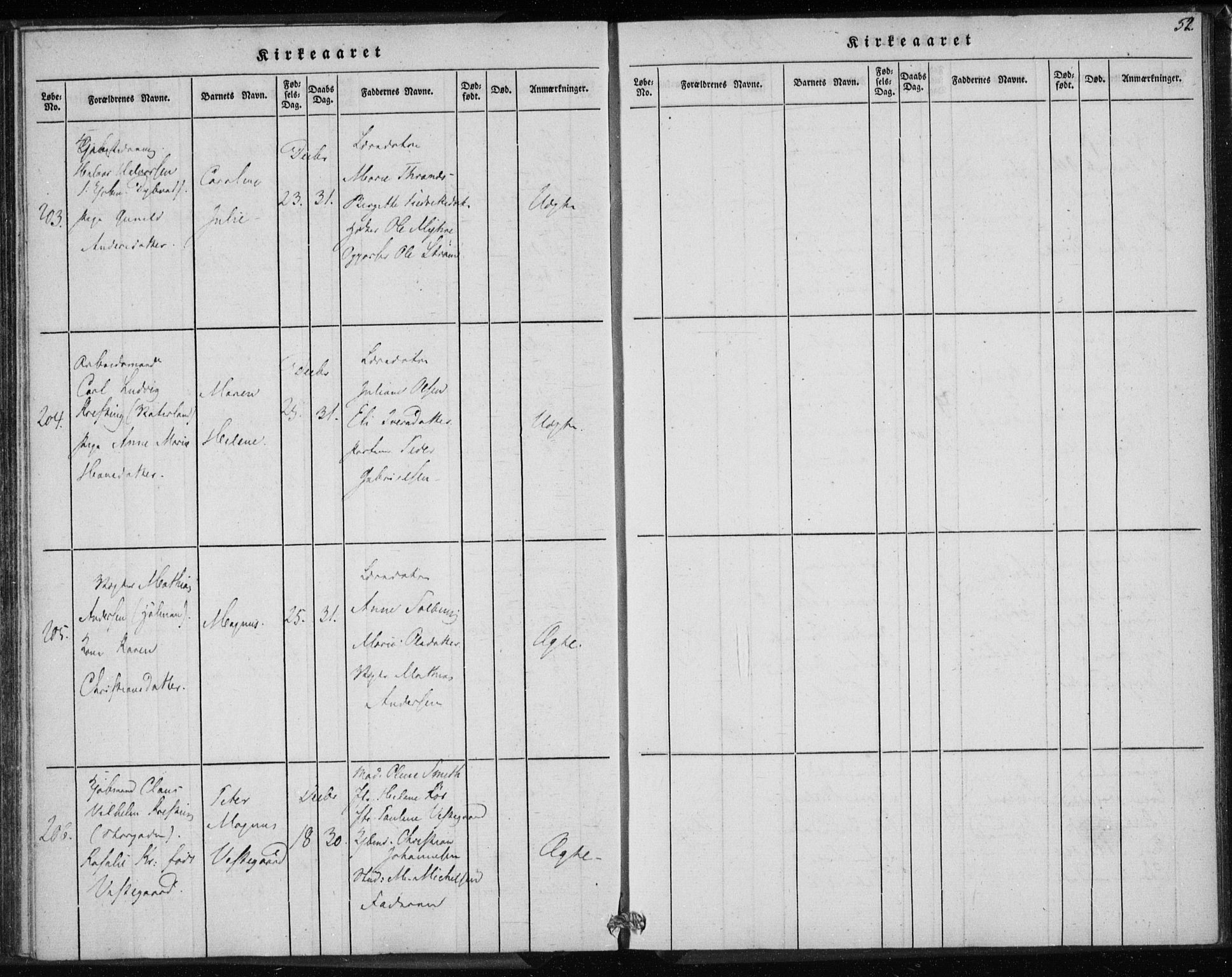 Rikshospitalet prestekontor Kirkebøker, AV/SAO-A-10309b/K/L0001/0003: Baptism register no. 1.3, 1848-1854, p. 52