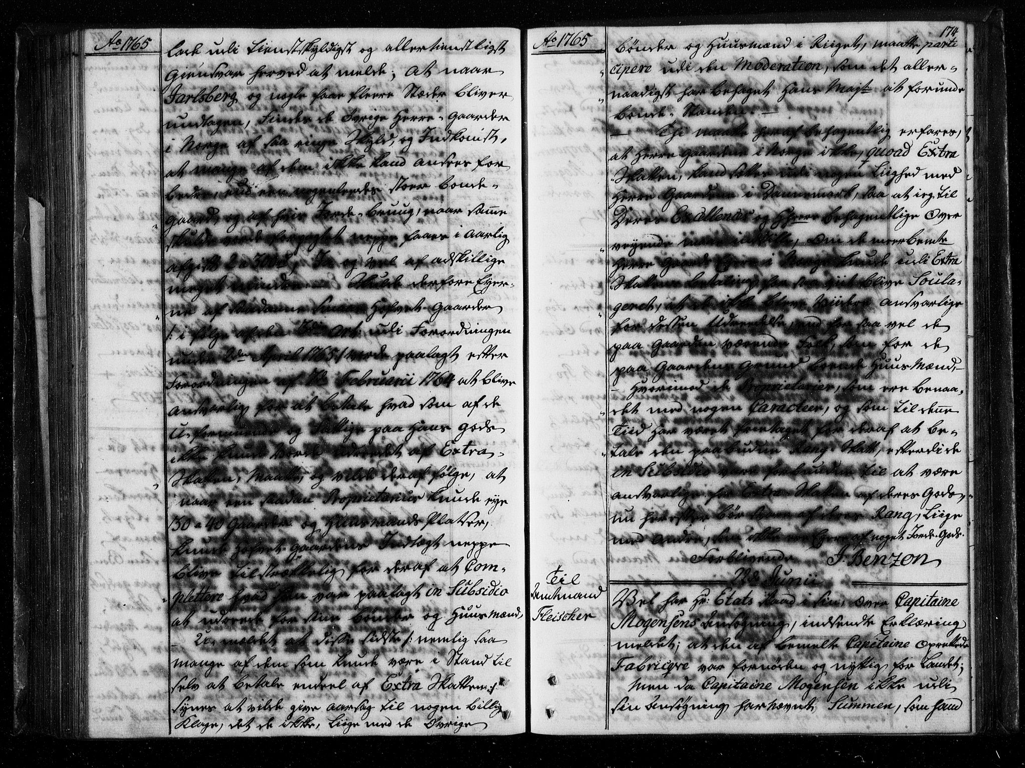 Stattholderembetet 1572-1771, AV/RA-EA-2870/Bf/L0004: Stattholderprotokoll (allmenn kopibok), 1764-1765, p. 173b-174a