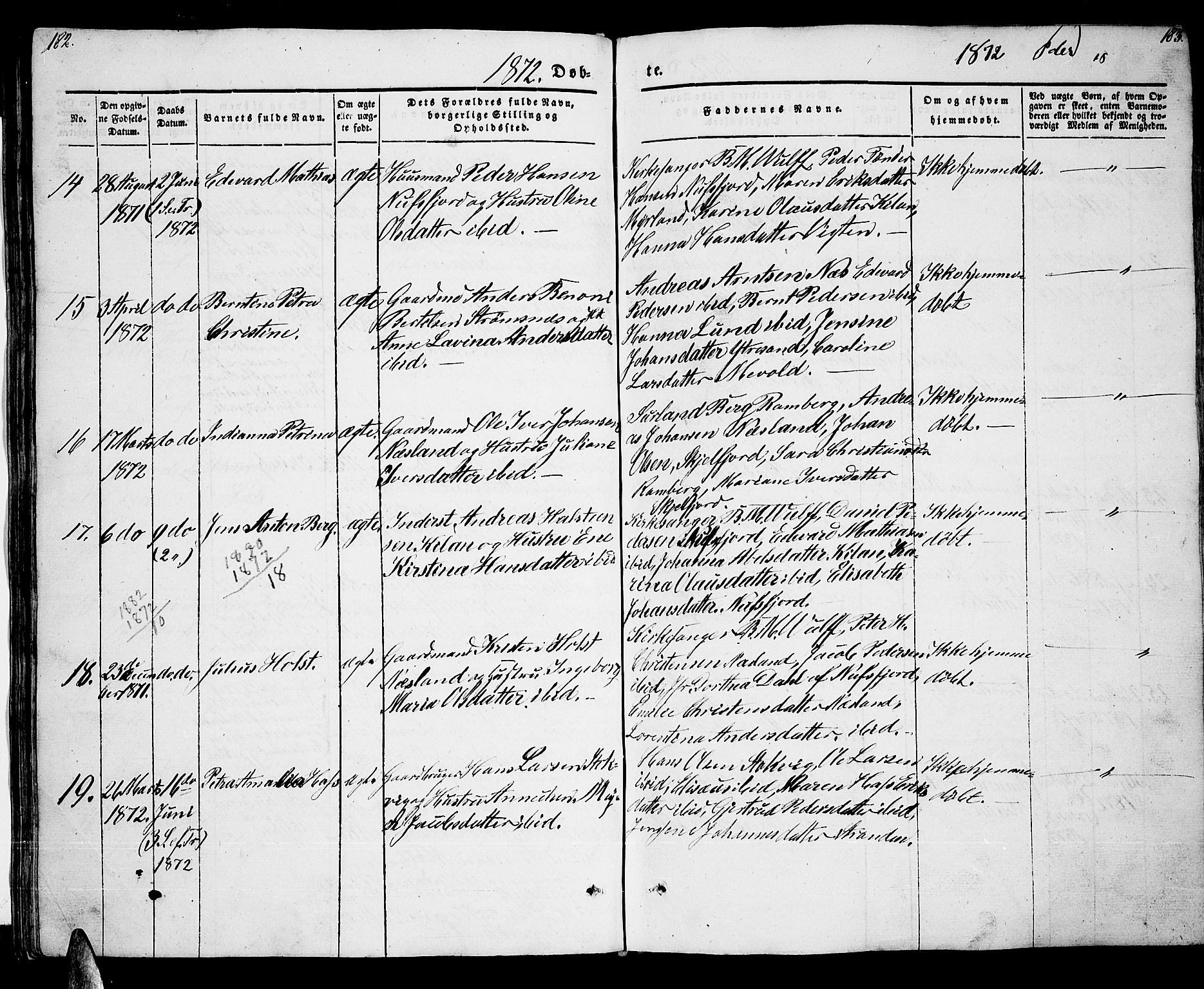 Ministerialprotokoller, klokkerbøker og fødselsregistre - Nordland, AV/SAT-A-1459/885/L1212: Parish register (copy) no. 885C01, 1847-1873, p. 182-183