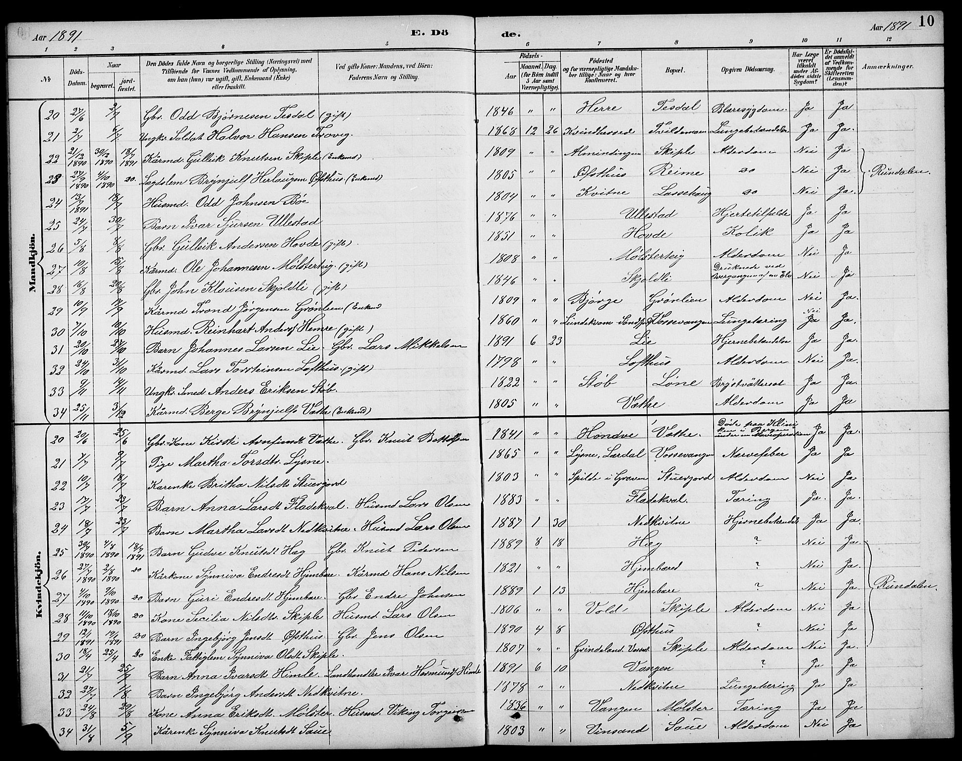 Voss sokneprestembete, AV/SAB-A-79001/H/Hab: Parish register (copy) no. F 1, 1890-1912, p. 10