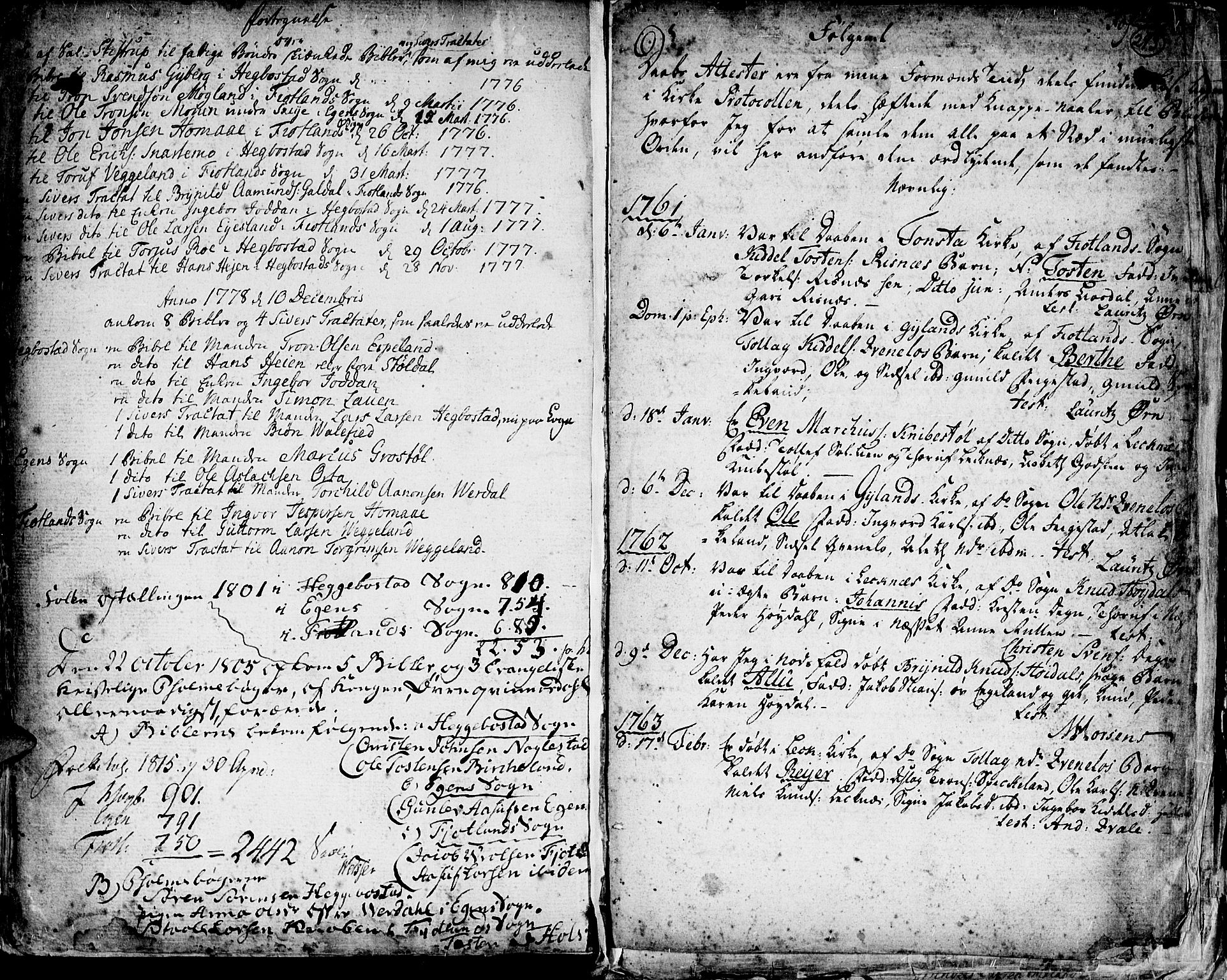 Hægebostad sokneprestkontor, AV/SAK-1111-0024/F/Fa/Faa/L0001: Parish register (official) no. A 1 /1, 1760-1820, p. 293