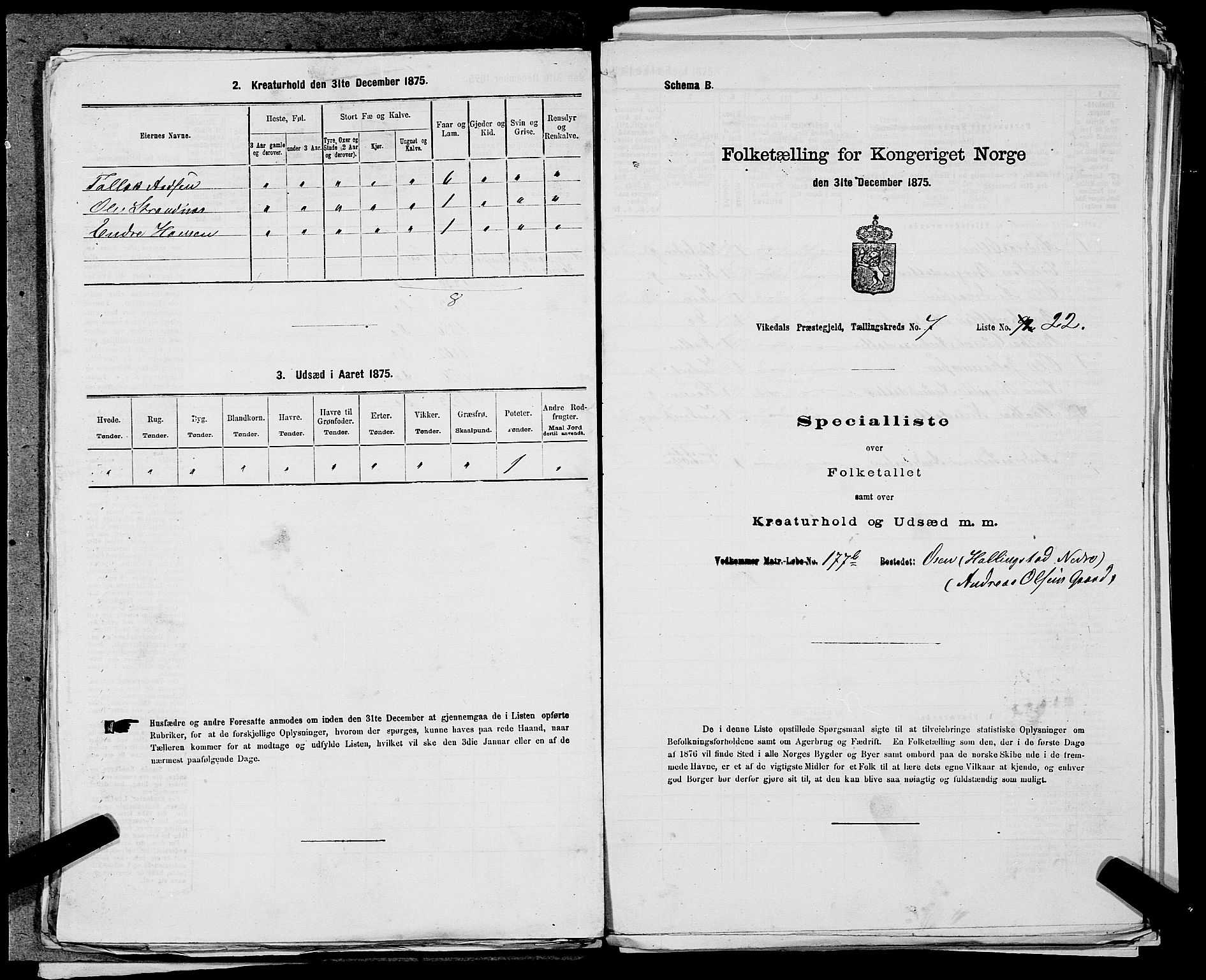 SAST, 1875 census for 1157P Vikedal, 1875, p. 815