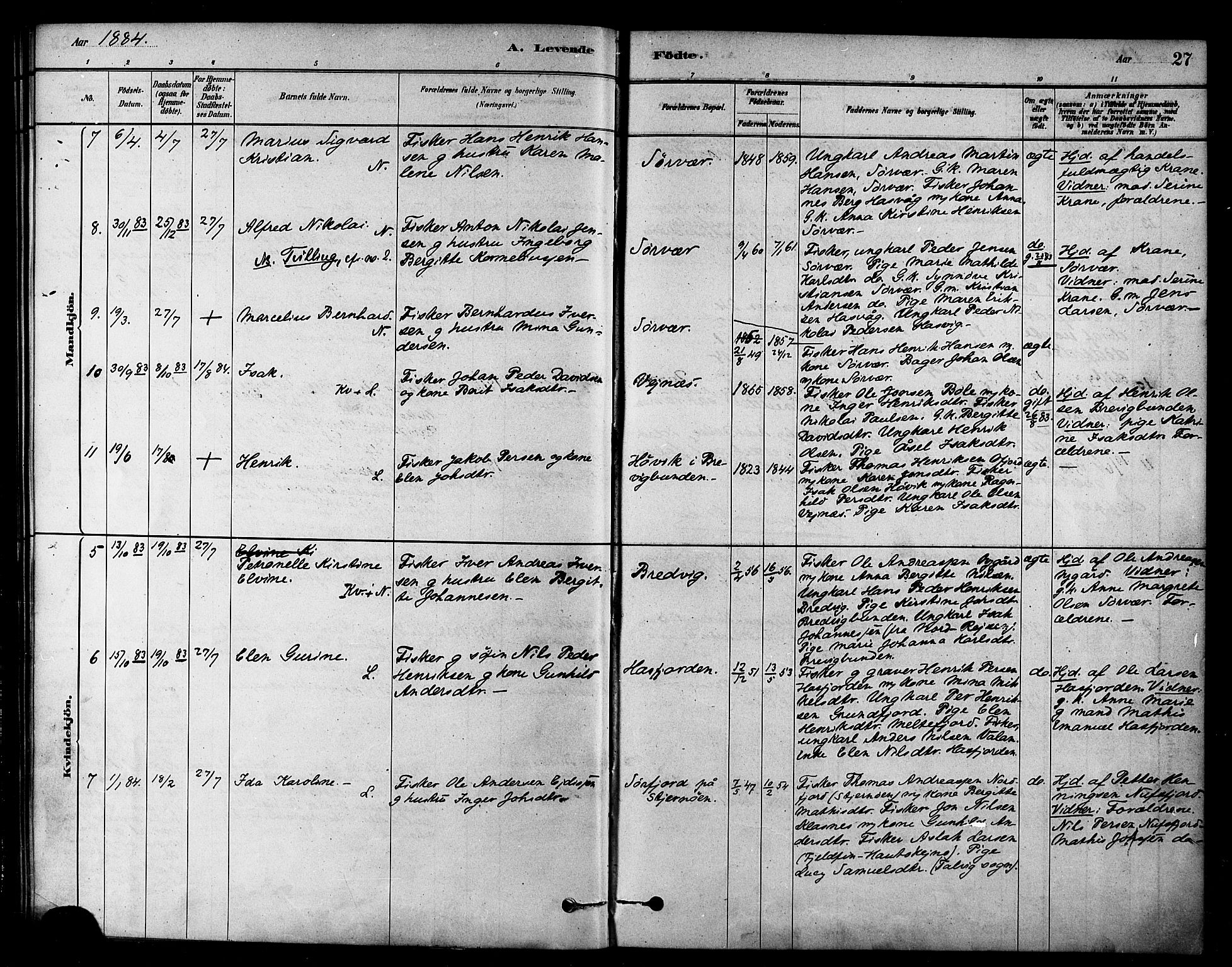 Loppa sokneprestkontor, SATØ/S-1339/H/Ha/L0007kirke: Parish register (official) no. 7, 1879-1889, p. 27