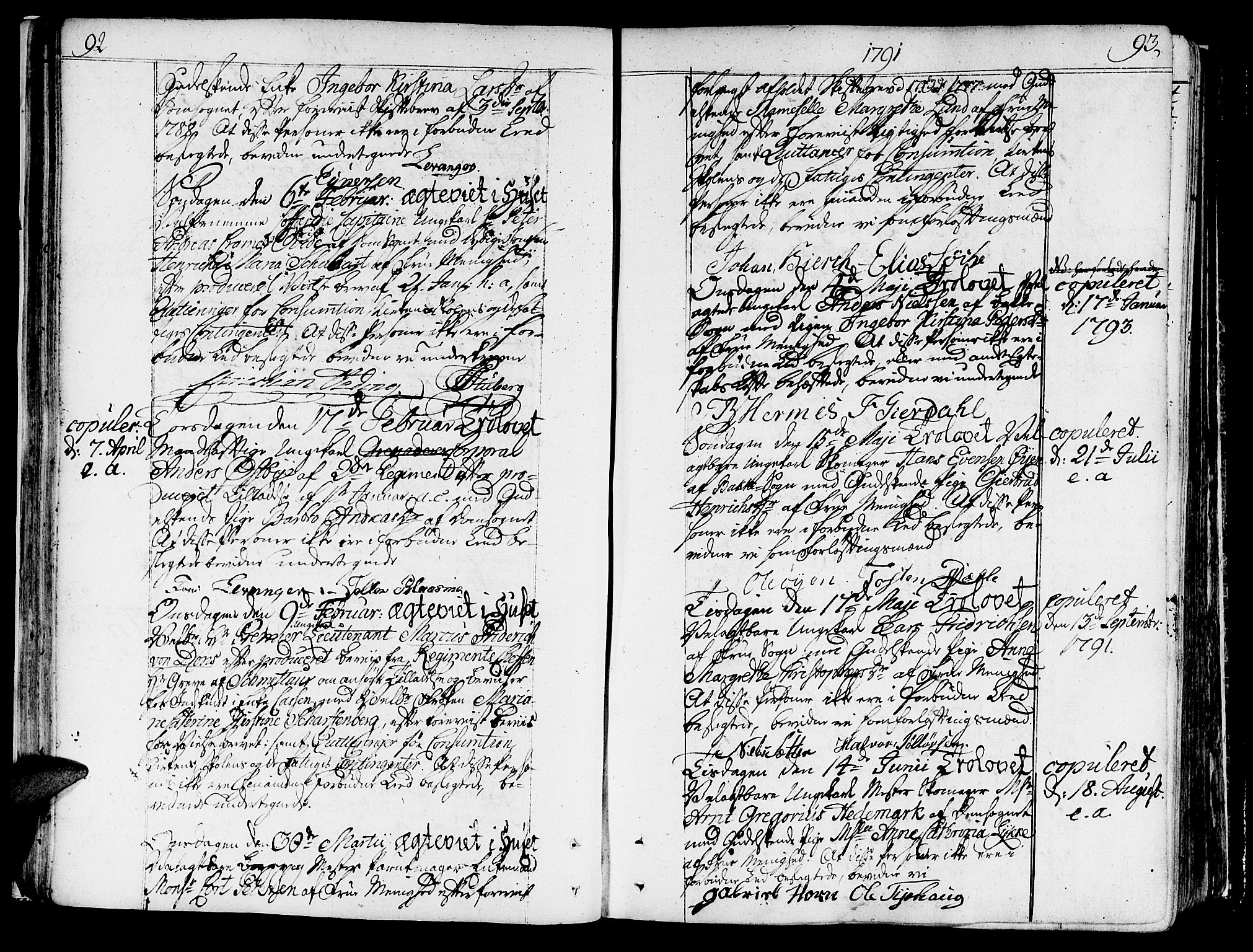 Ministerialprotokoller, klokkerbøker og fødselsregistre - Sør-Trøndelag, SAT/A-1456/602/L0105: Parish register (official) no. 602A03, 1774-1814, p. 92-93
