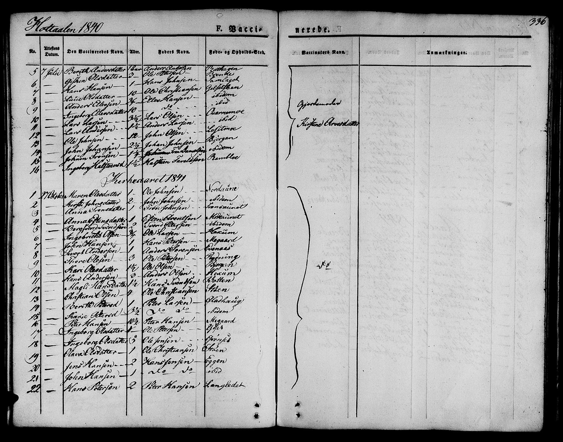 Ministerialprotokoller, klokkerbøker og fødselsregistre - Sør-Trøndelag, SAT/A-1456/685/L0960: Parish register (official) no. 685A05 /1, 1829-1845, p. 336