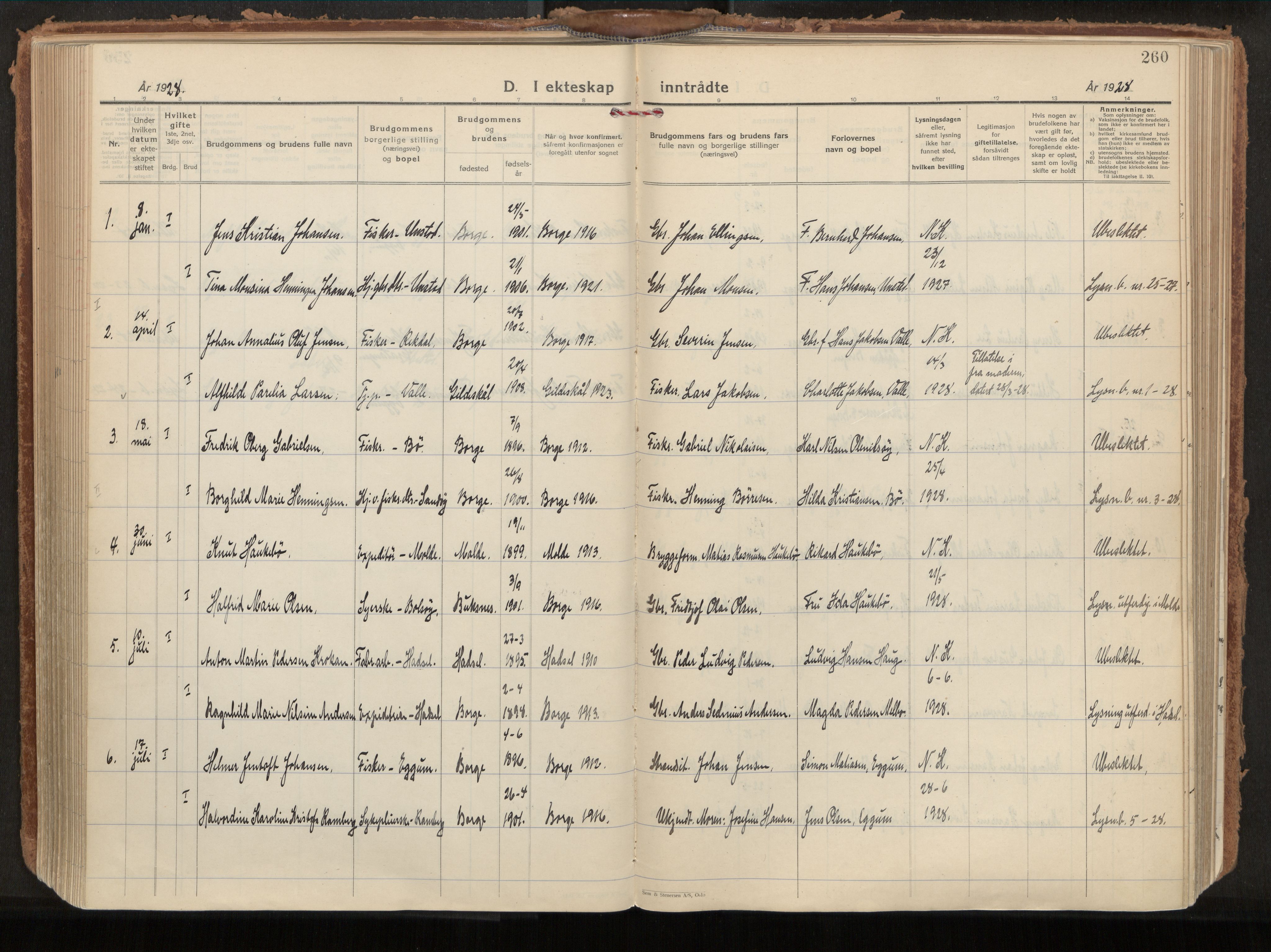 Ministerialprotokoller, klokkerbøker og fødselsregistre - Nordland, AV/SAT-A-1459/880/L1137: Parish register (official) no. 880A11, 1927-1944, p. 260