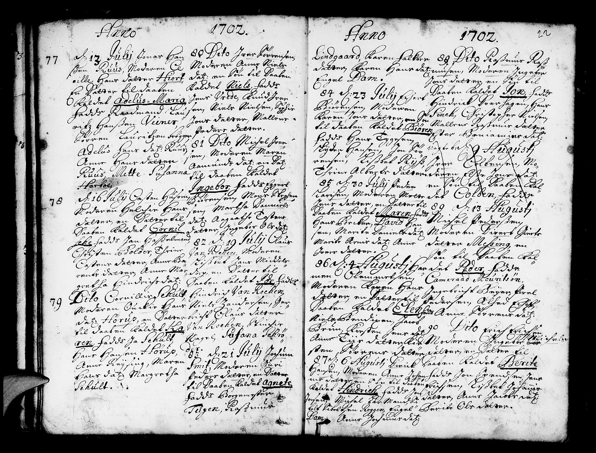 Nykirken Sokneprestembete, AV/SAB-A-77101/H/Haa/L0002: Parish register (official) no. A 2, 1700-1723, p. 22