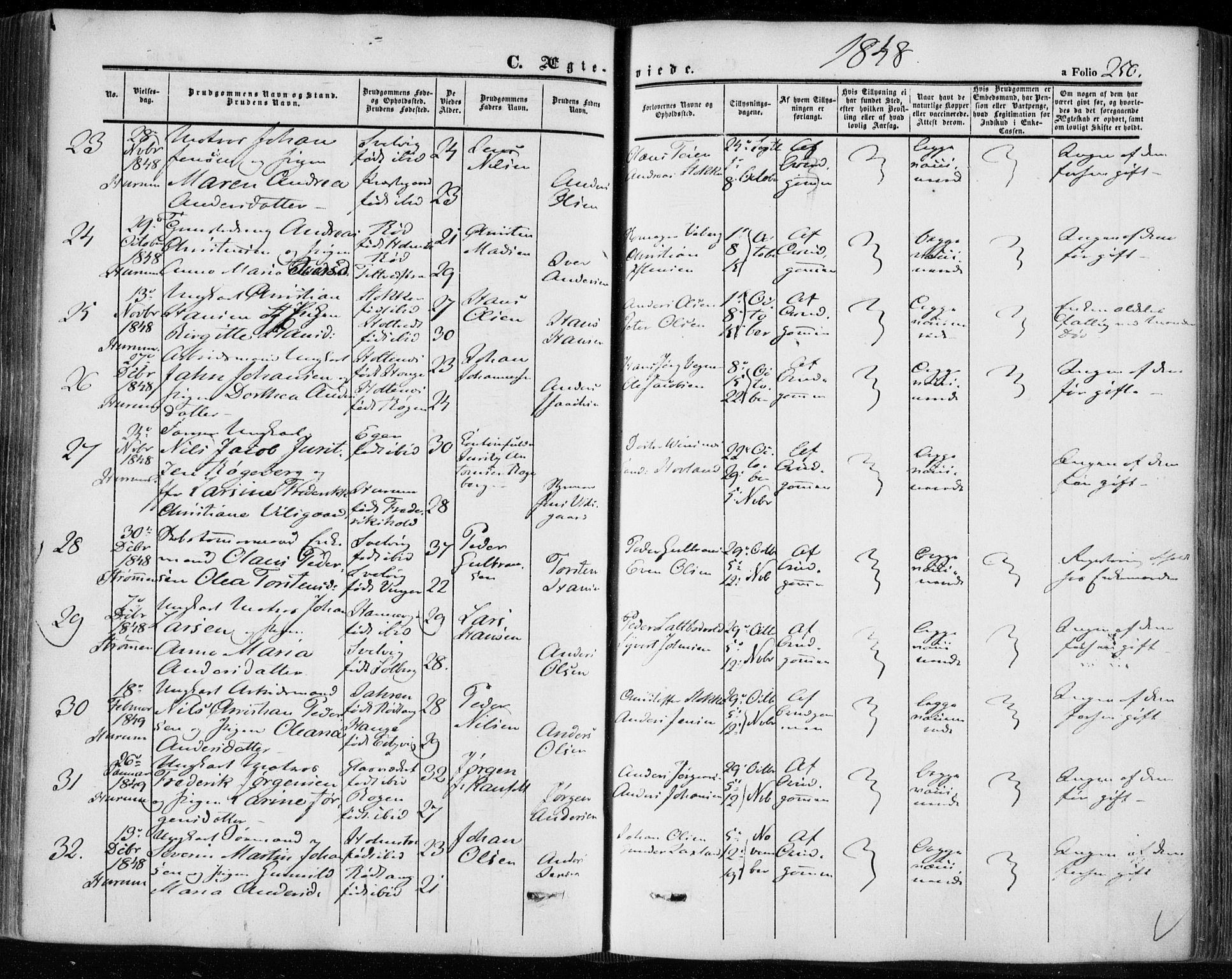 Hurum kirkebøker, SAKO/A-229/F/Fa/L0011: Parish register (official) no. 11, 1847-1860, p. 250