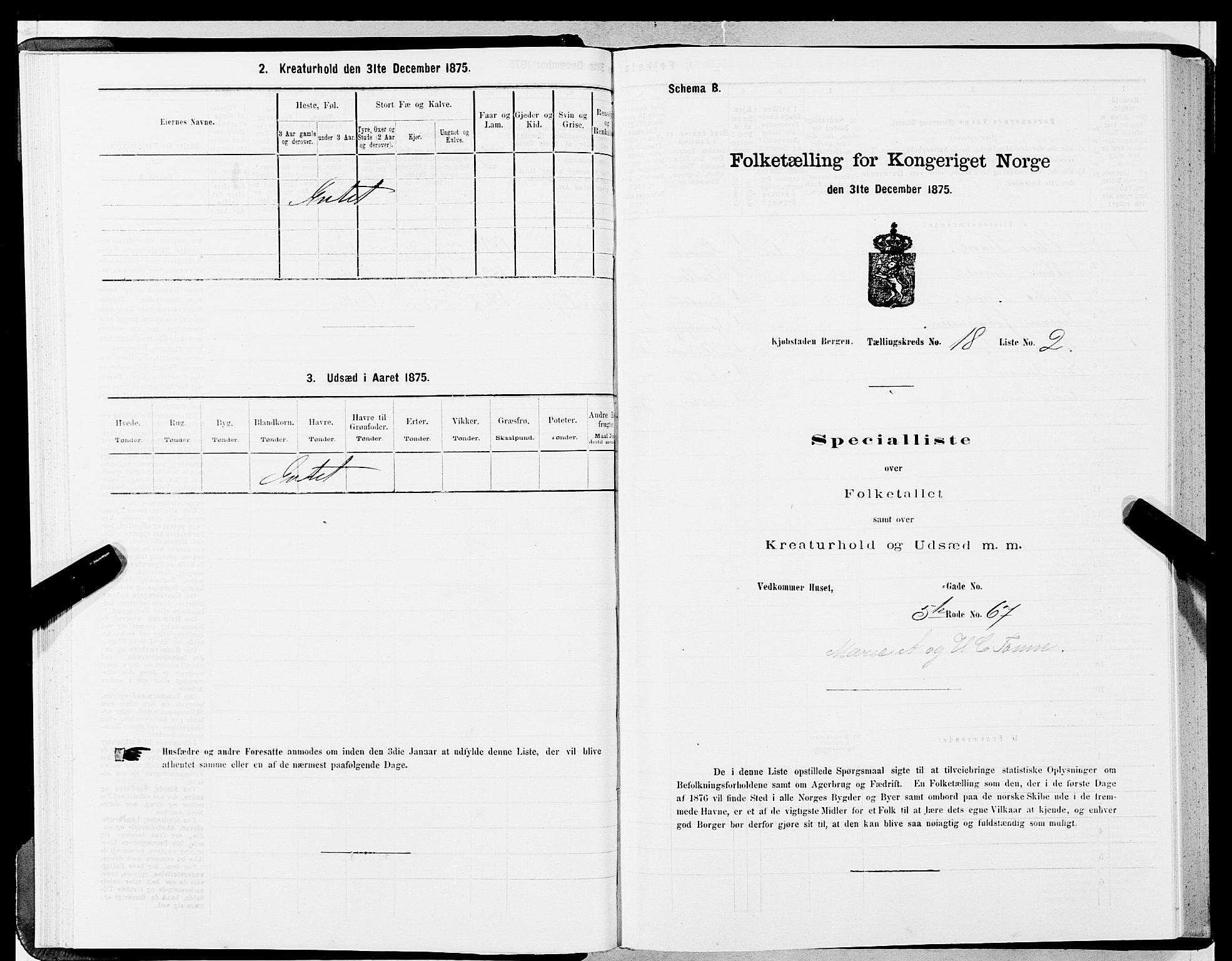 SAB, 1875 census for 1301 Bergen, 1875, p. 899