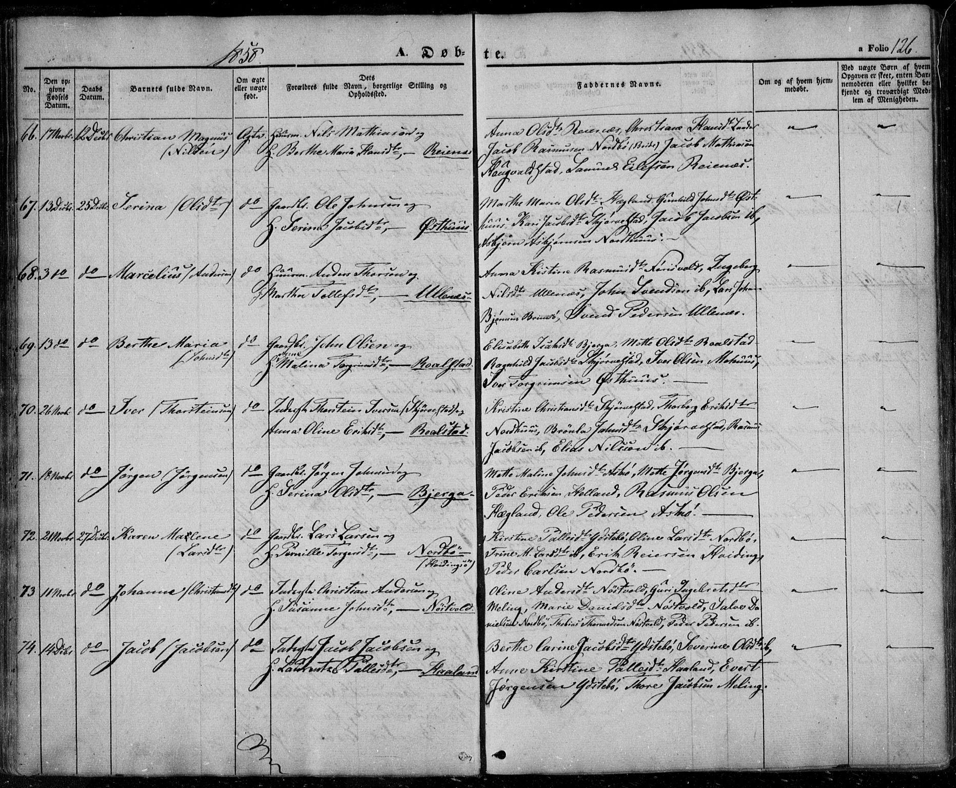 Rennesøy sokneprestkontor, AV/SAST-A -101827/H/Ha/Haa/L0005: Parish register (official) no. A 5, 1838-1859, p. 126