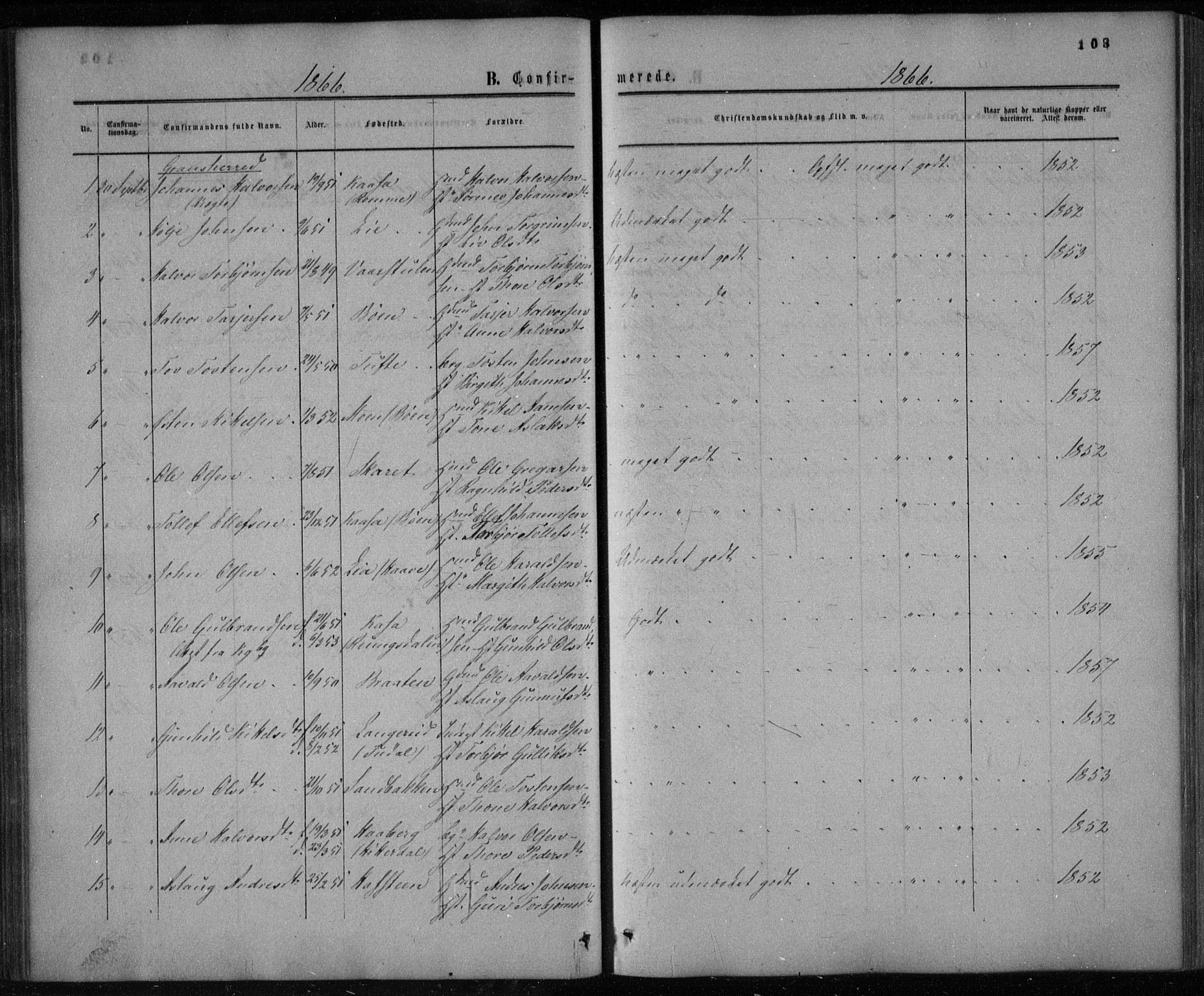 Gransherad kirkebøker, AV/SAKO-A-267/F/Fa/L0003: Parish register (official) no. I 3, 1859-1870, p. 103