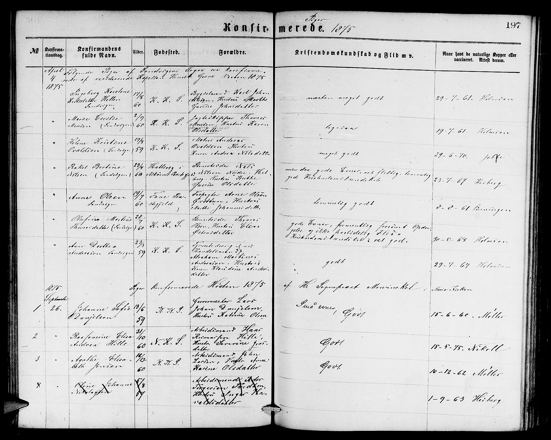 Sandviken Sokneprestembete, AV/SAB-A-77601/H/Hb: Parish register (copy) no. A 1, 1867-1879, p. 197