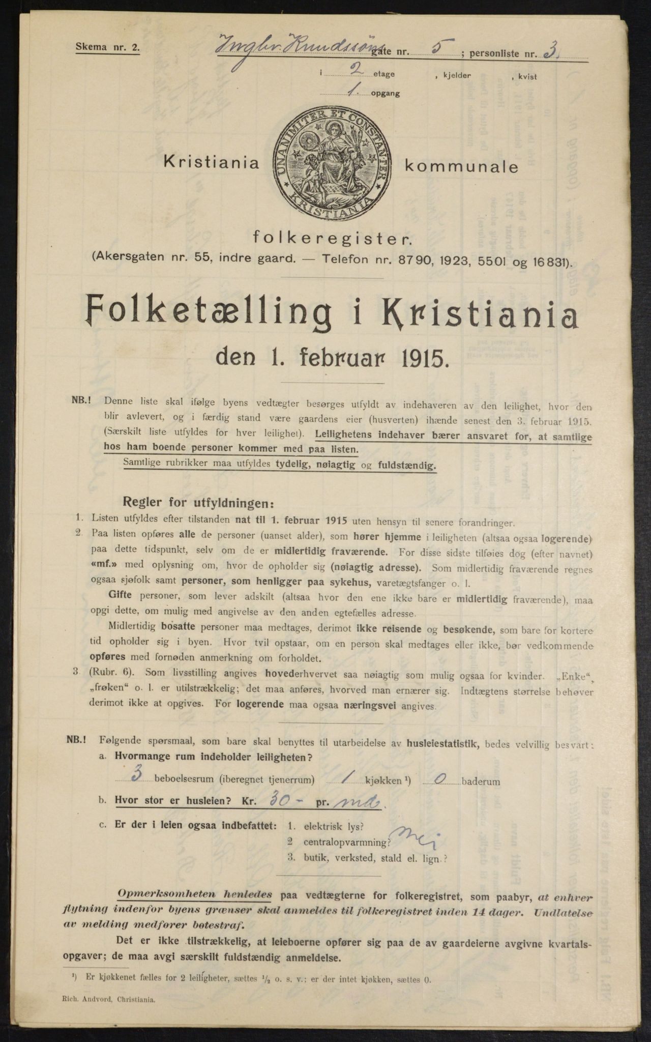 OBA, Municipal Census 1915 for Kristiania, 1915, p. 43338