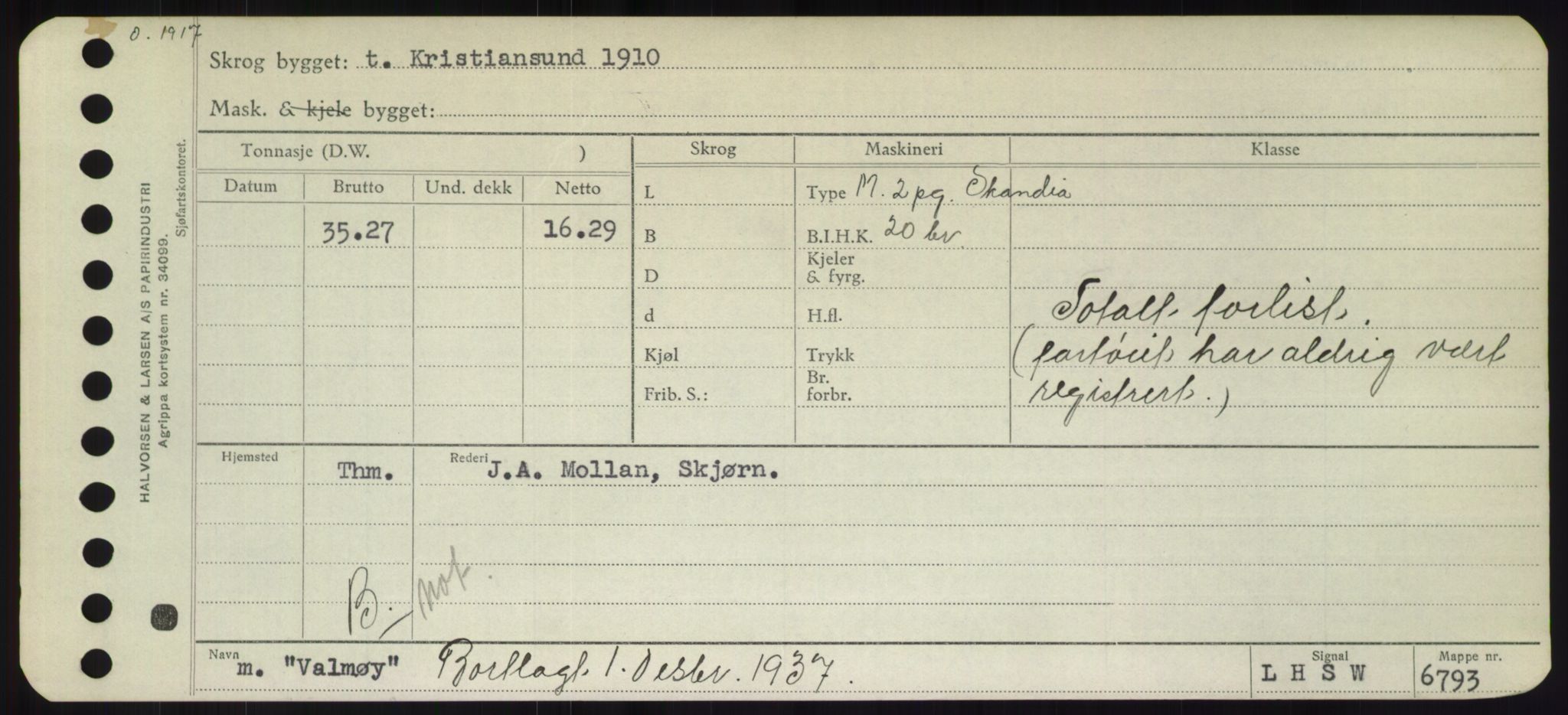 Sjøfartsdirektoratet med forløpere, Skipsmålingen, RA/S-1627/H/Hd/L0040: Fartøy, U-Ve, p. 245