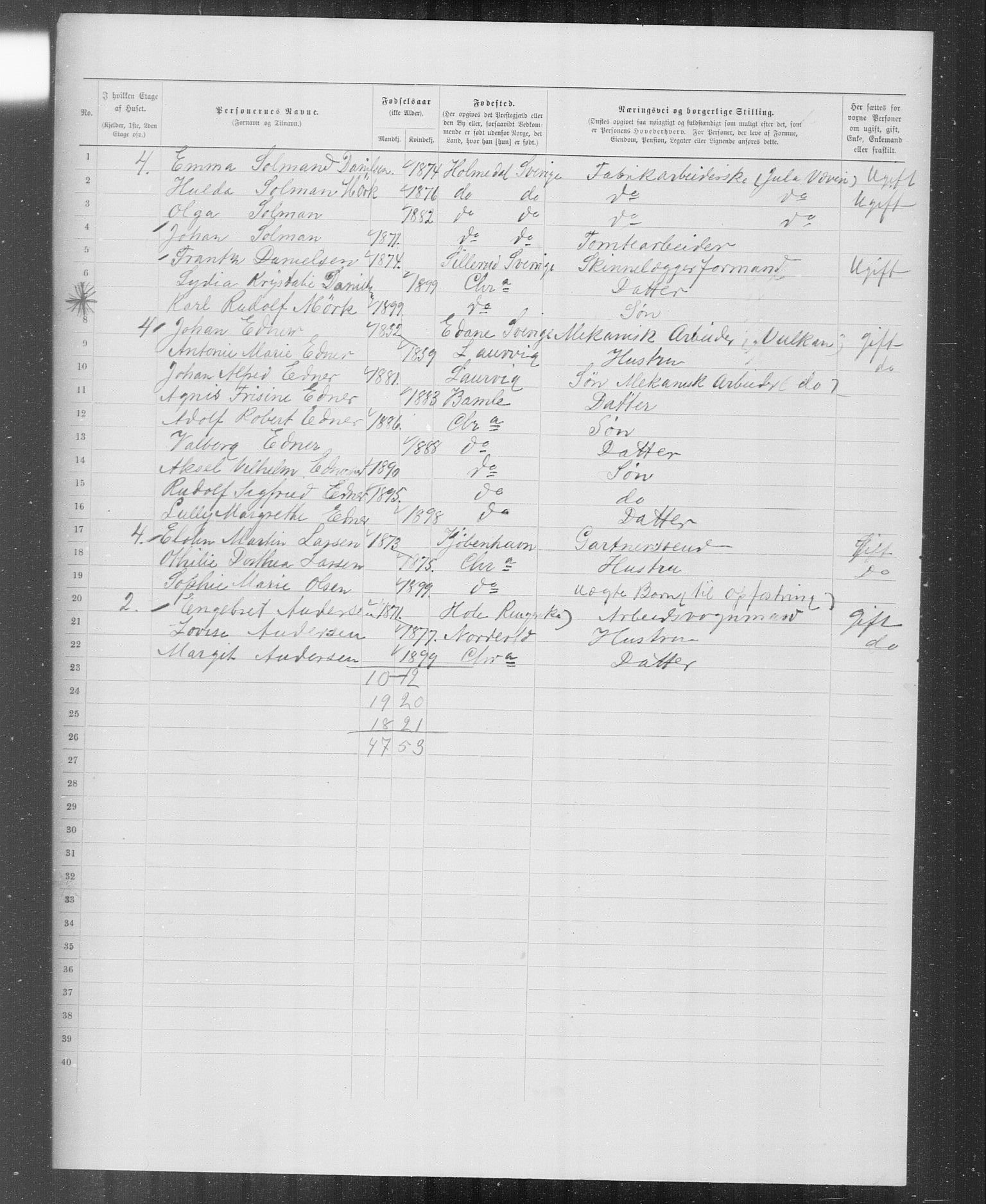 OBA, Municipal Census 1899 for Kristiania, 1899, p. 6376