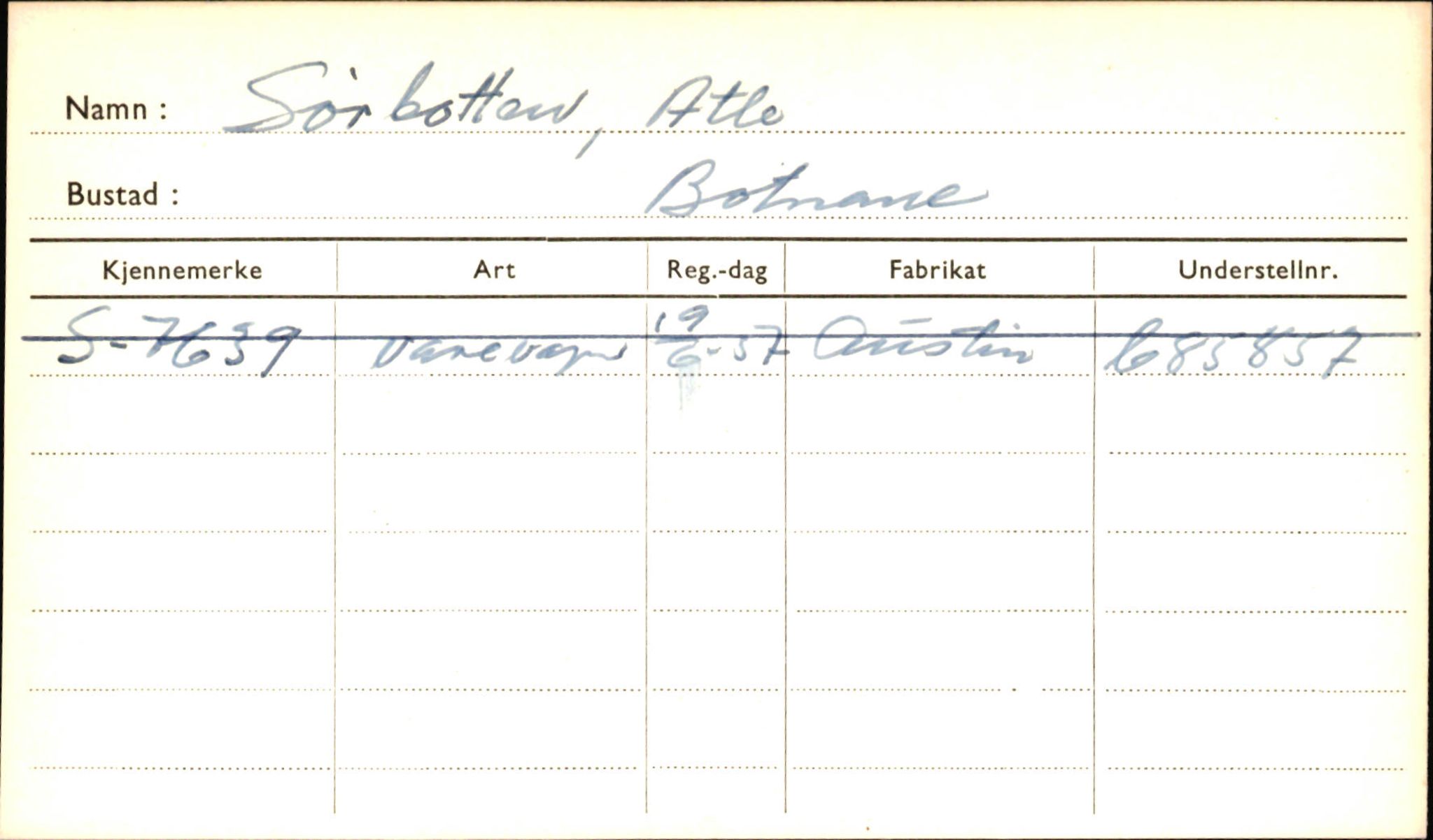 Statens vegvesen, Sogn og Fjordane vegkontor, AV/SAB-A-5301/4/F/L0002: Eigarregister Fjordane til 1.6.1961, 1930-1961, p. 71