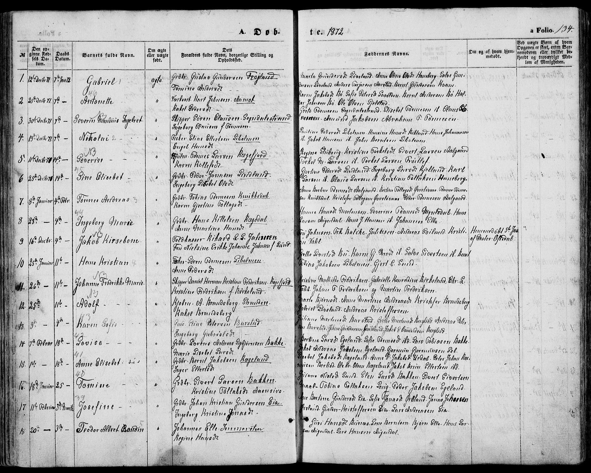 Sokndal sokneprestkontor, SAST/A-101808: Parish register (official) no. A 9, 1857-1874, p. 134