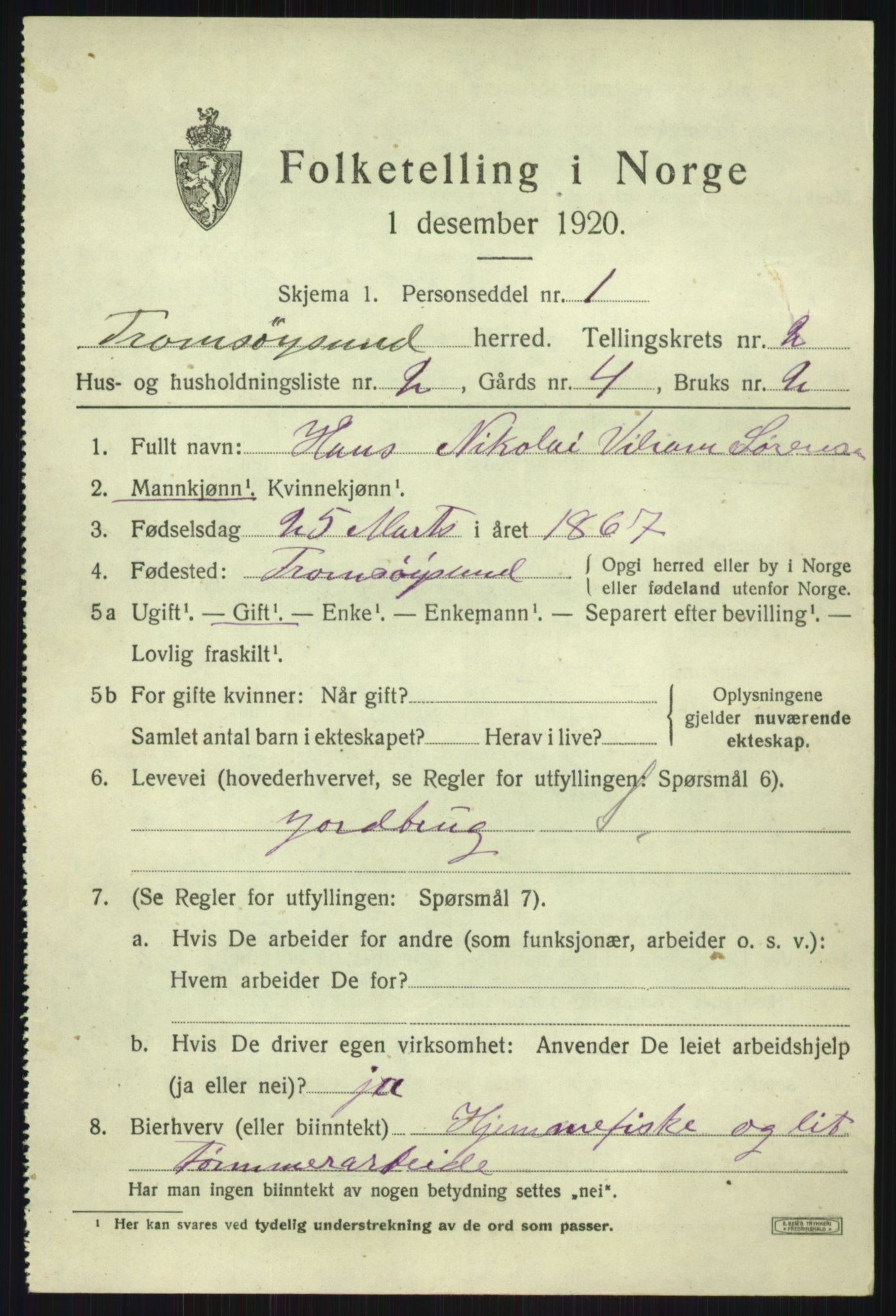 SATØ, 1920 census for Tromsøysund, 1920, p. 2374