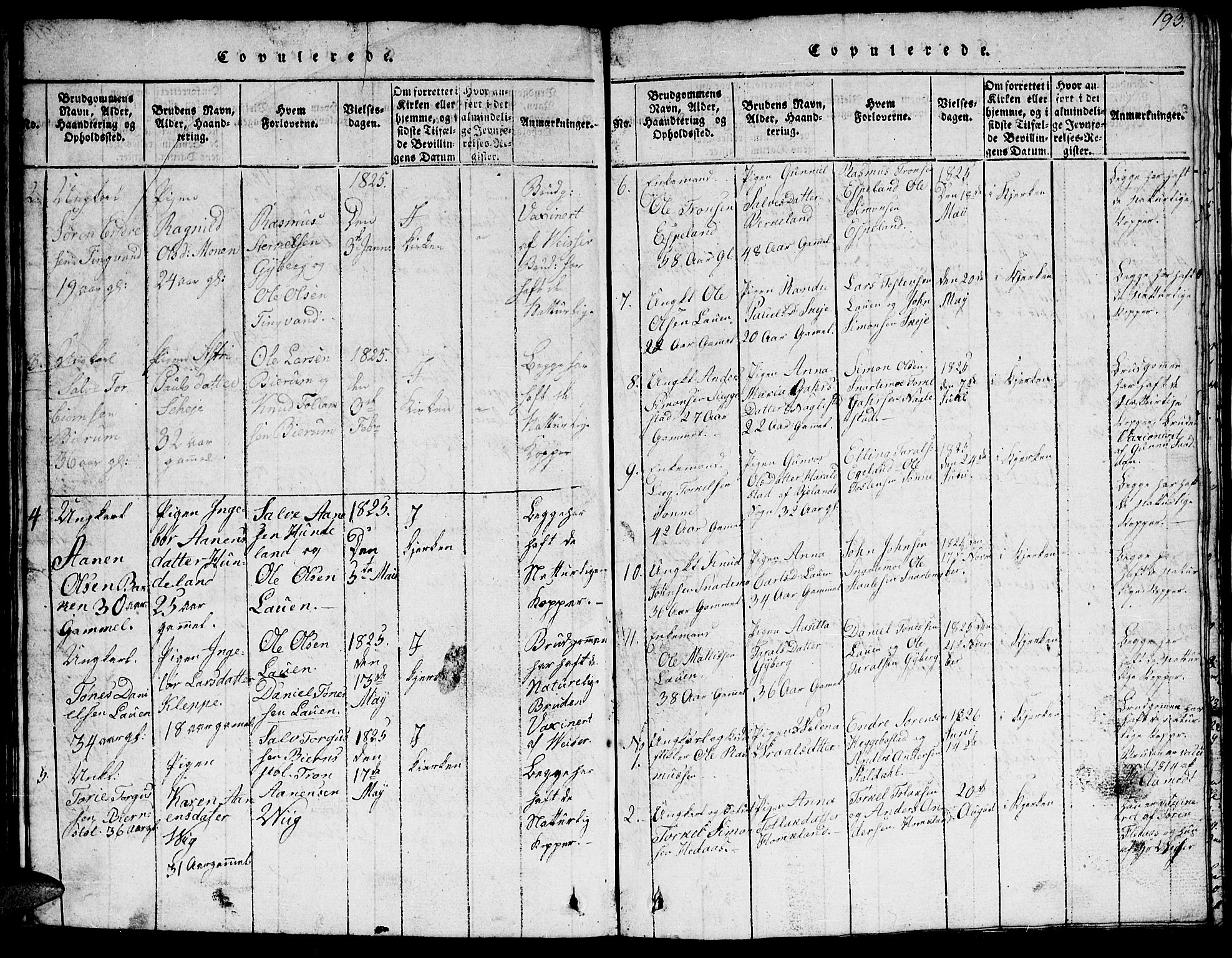 Hægebostad sokneprestkontor, AV/SAK-1111-0024/F/Fb/Fba/L0001: Parish register (copy) no. B 1, 1815-1844, p. 193