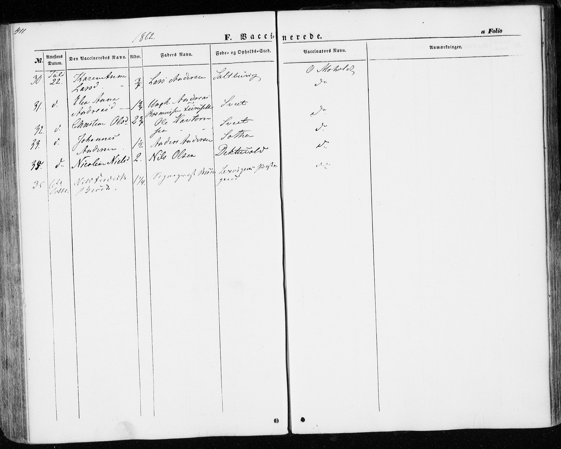 Ministerialprotokoller, klokkerbøker og fødselsregistre - Nord-Trøndelag, SAT/A-1458/701/L0008: Parish register (official) no. 701A08 /1, 1854-1863, p. 411