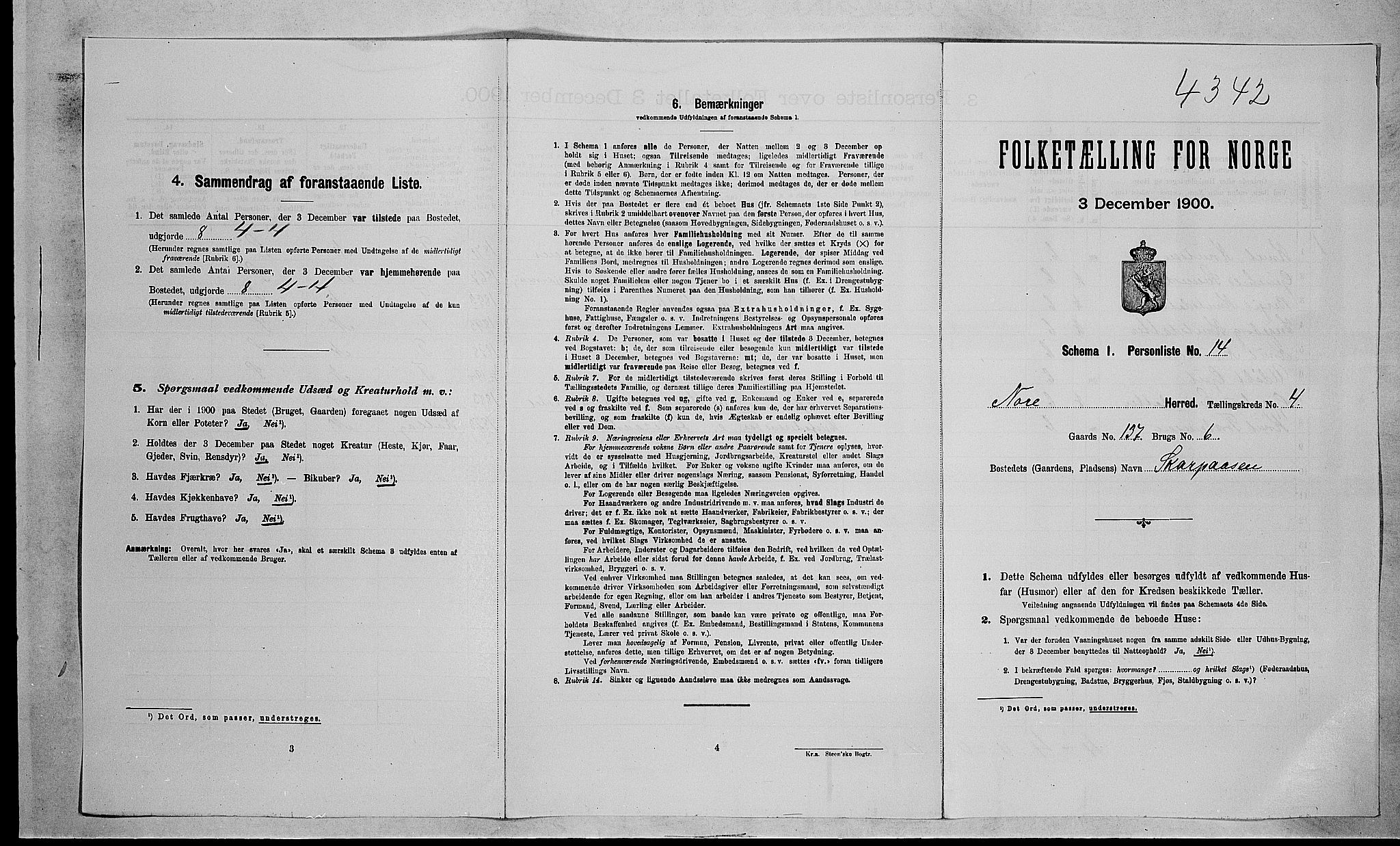 RA, 1900 census for Nore, 1900, p. 439